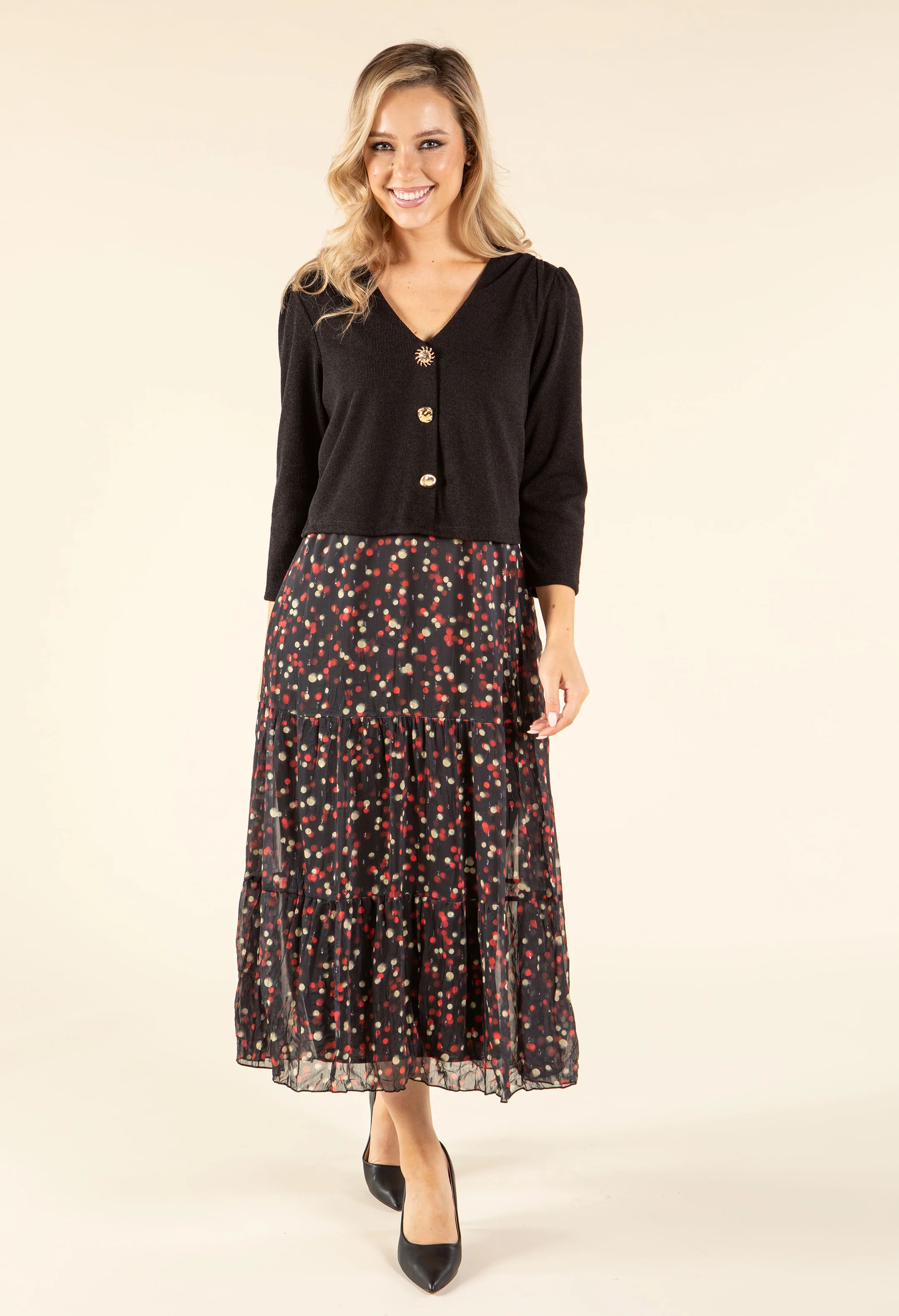 2 in 1 Look Polka Dot Dress