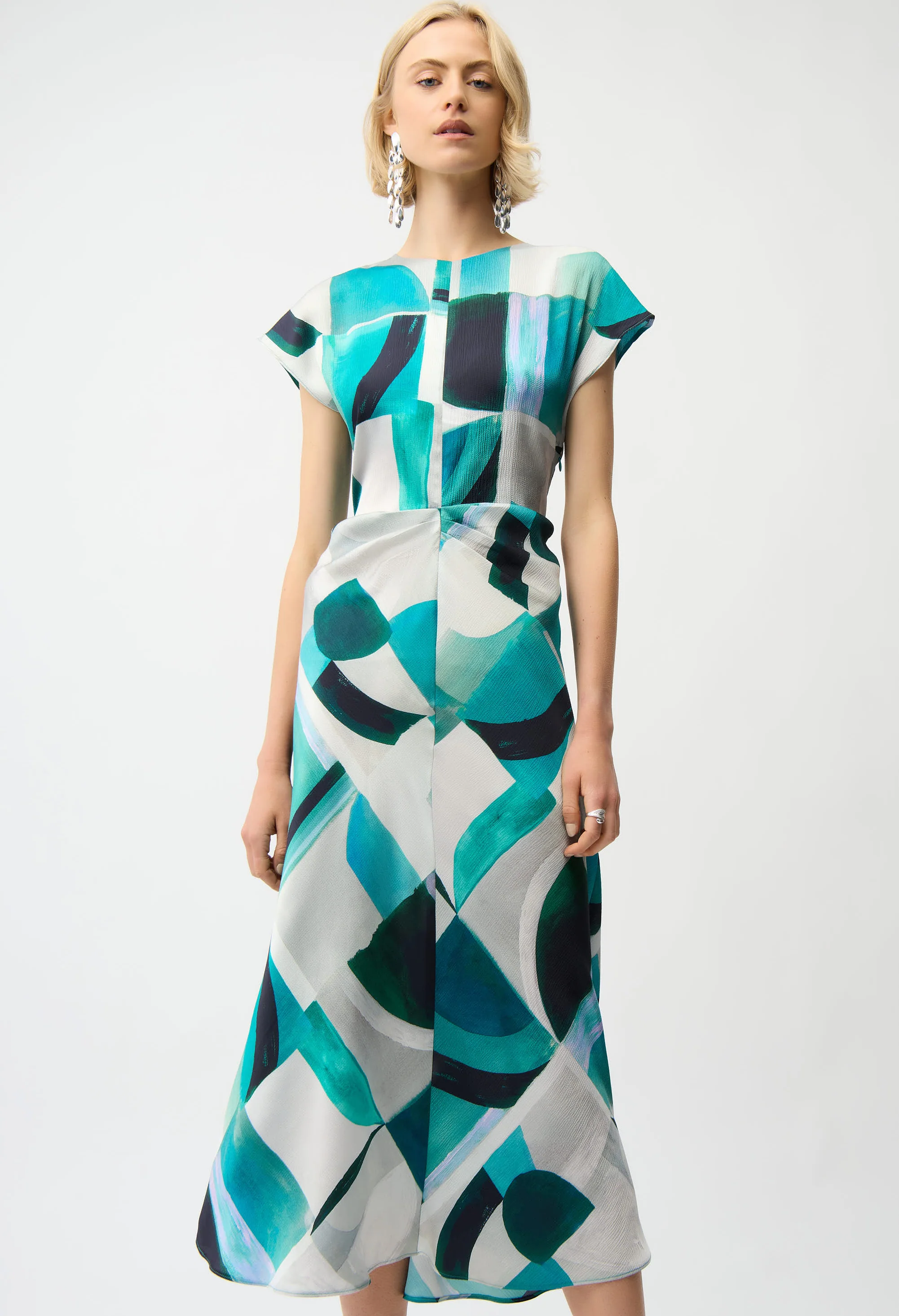 Abstract Boat-neck Midi Dress - Image 3