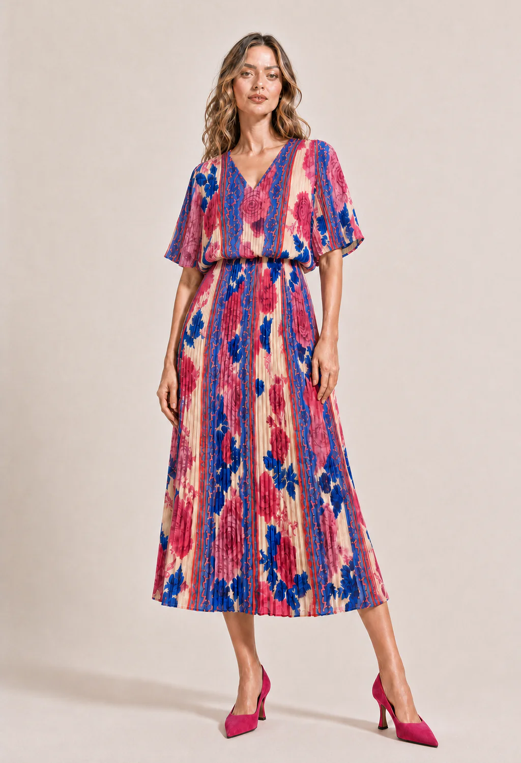 Abstract Plisse Pleated Pop Over Dress - Image 6