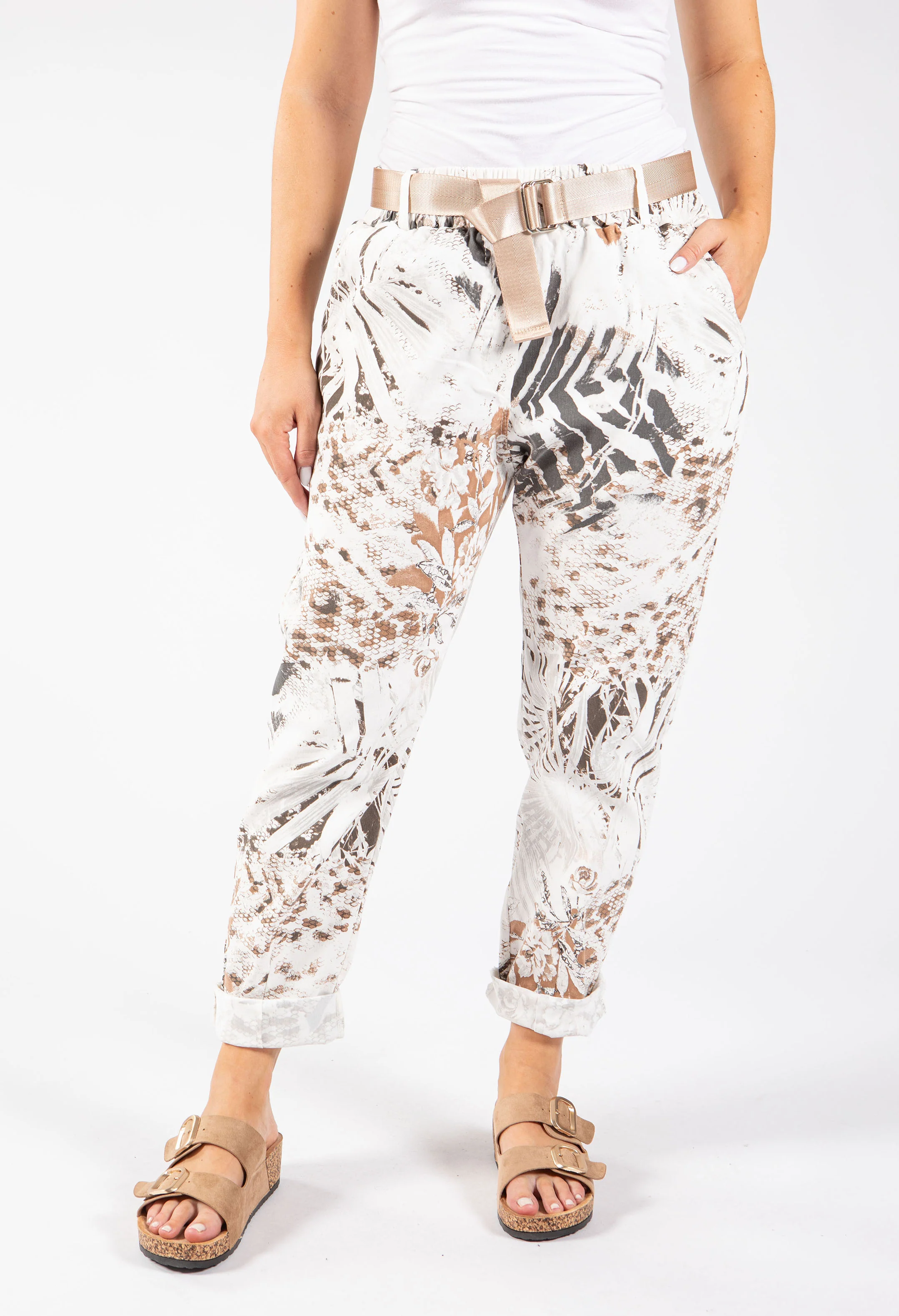 Abstract Print Belted Joggers - Image 3