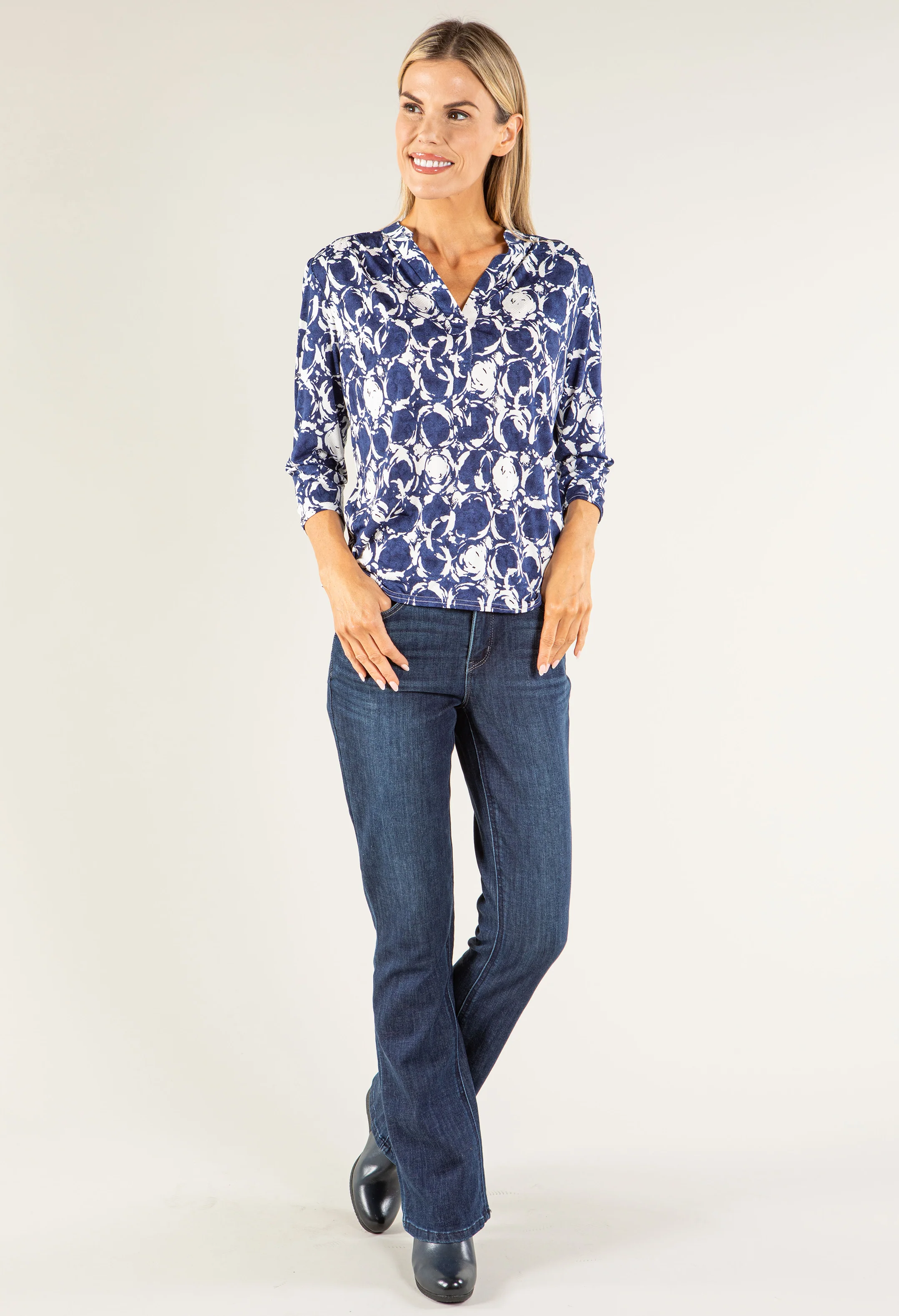 Abstract Print Textured Top