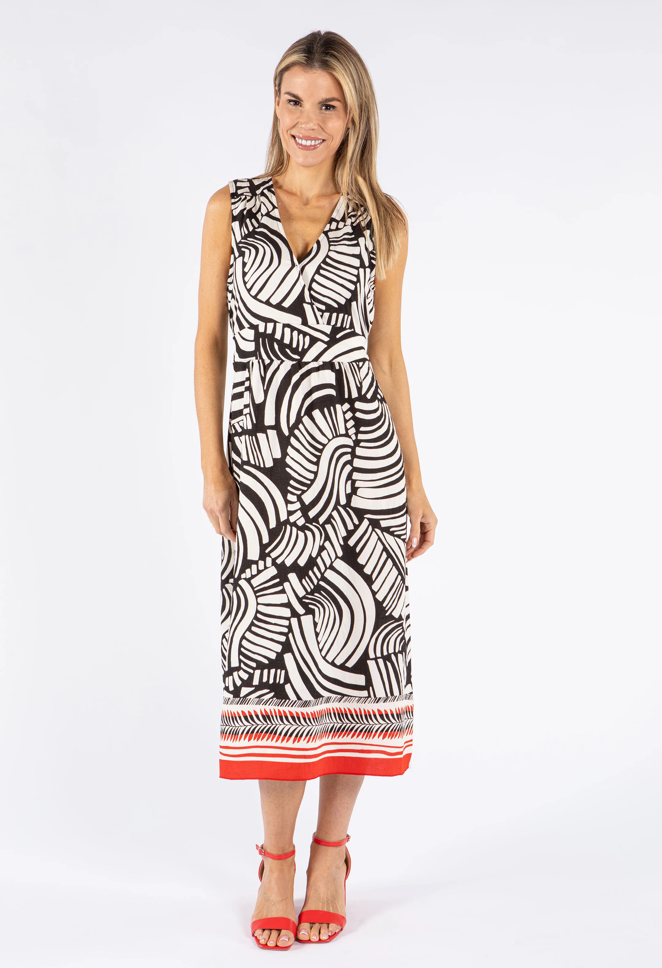Abstract Print Wrap Bodice Dress - Image 3