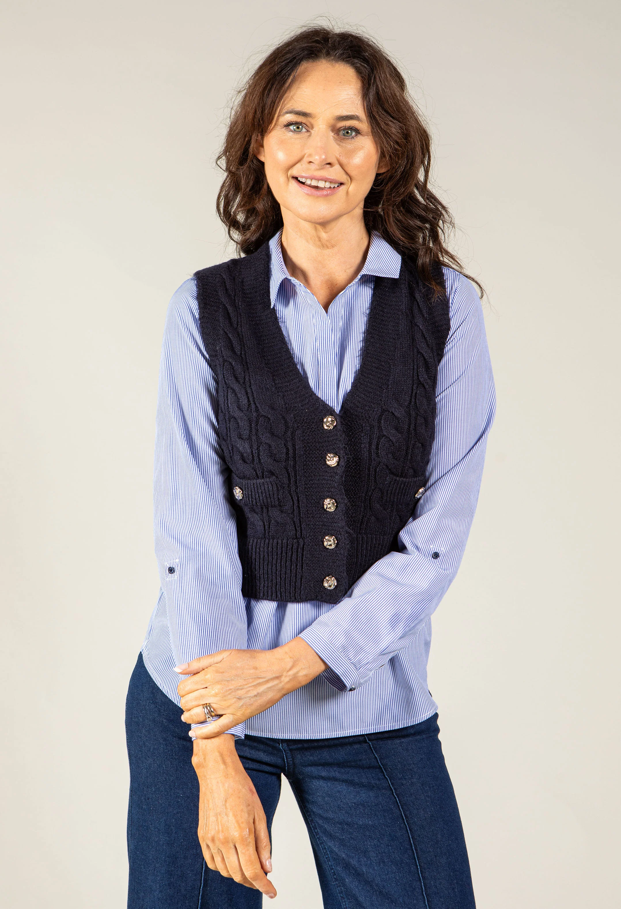 Adare Cable Knit Waistcoat - Image 2