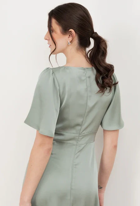 Angel Sleeve Satin Maxi Dress - Image 12