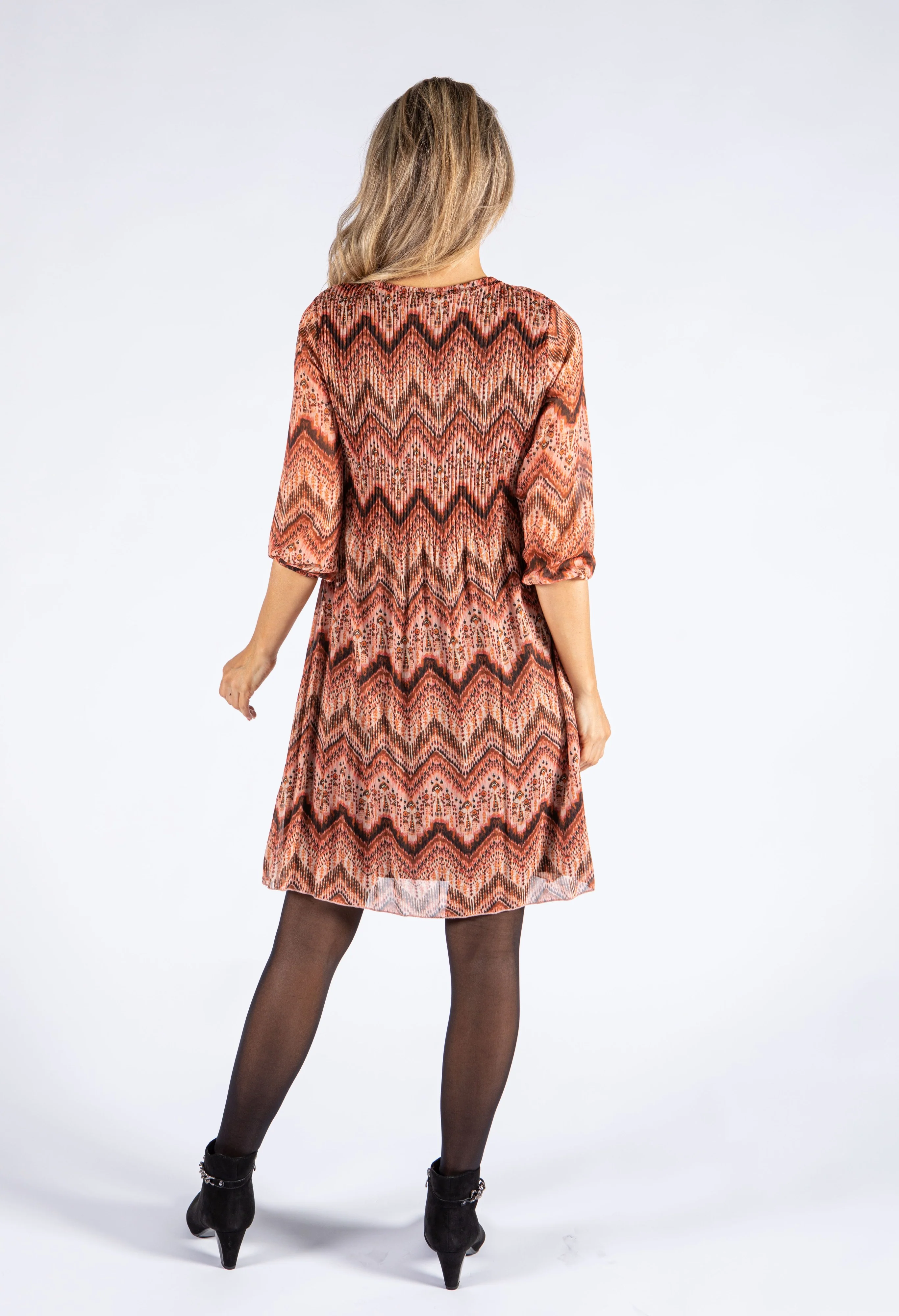 Aztec Print Plisse Pleat Dress - Image 3