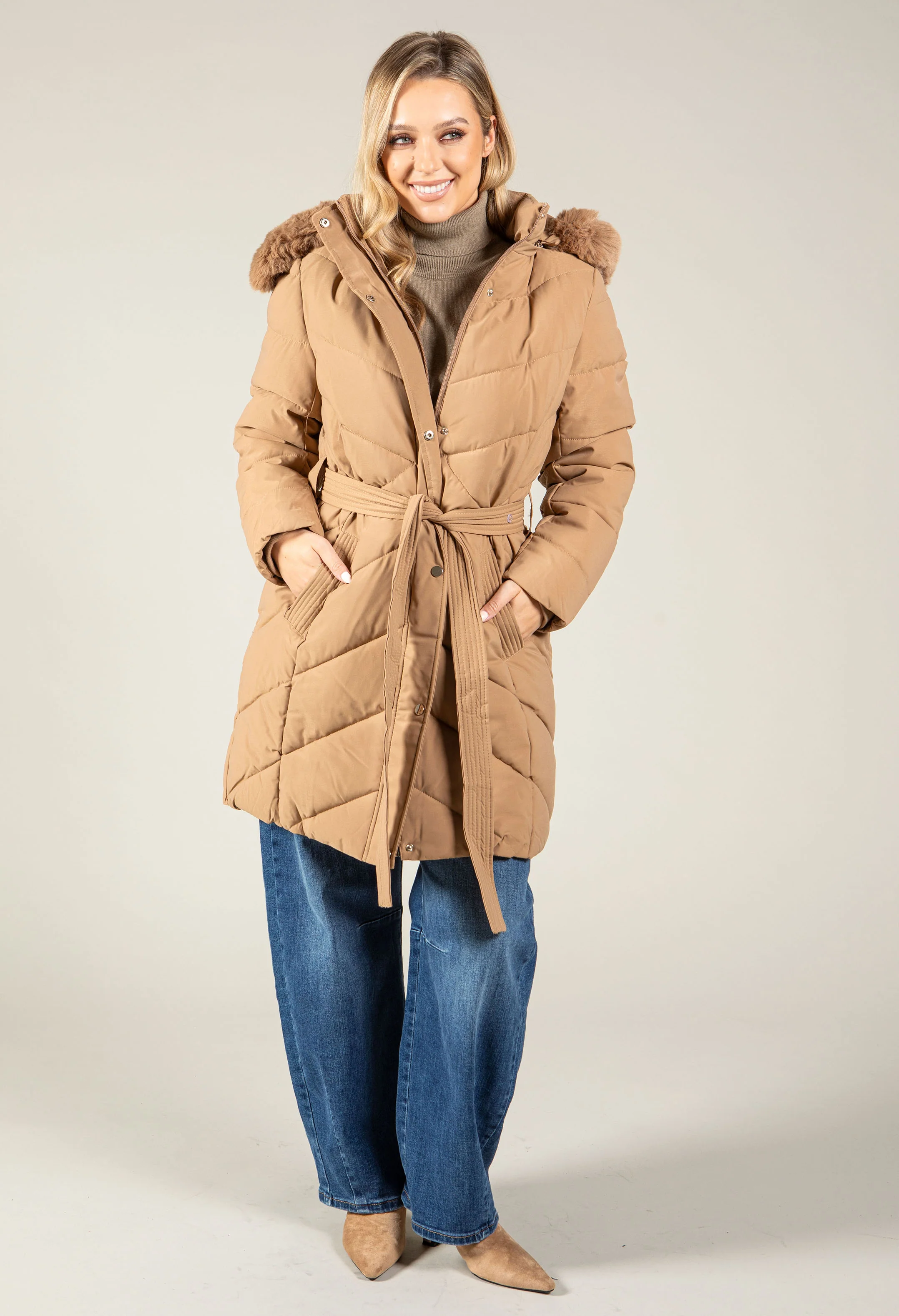 Belted Padded Coat - Image 8