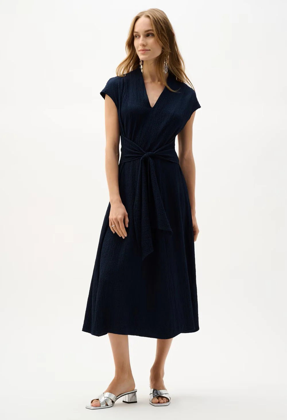 Belted V-Neck Wrap Dress