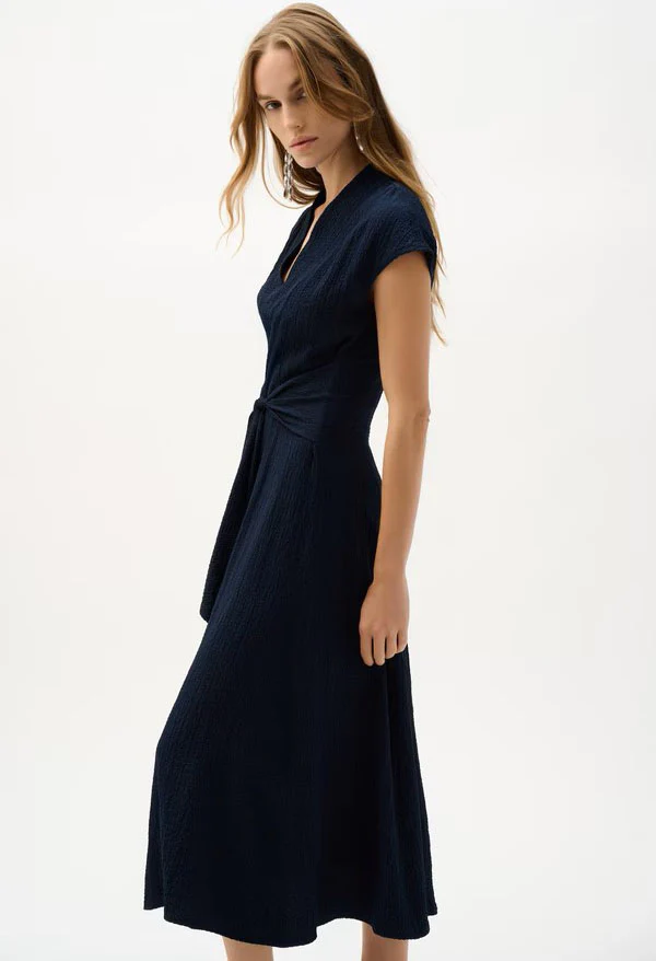Belted V-Neck Wrap Dress - Image 3