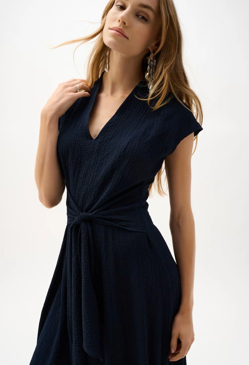 Belted V-Neck Wrap Dress - Image 4