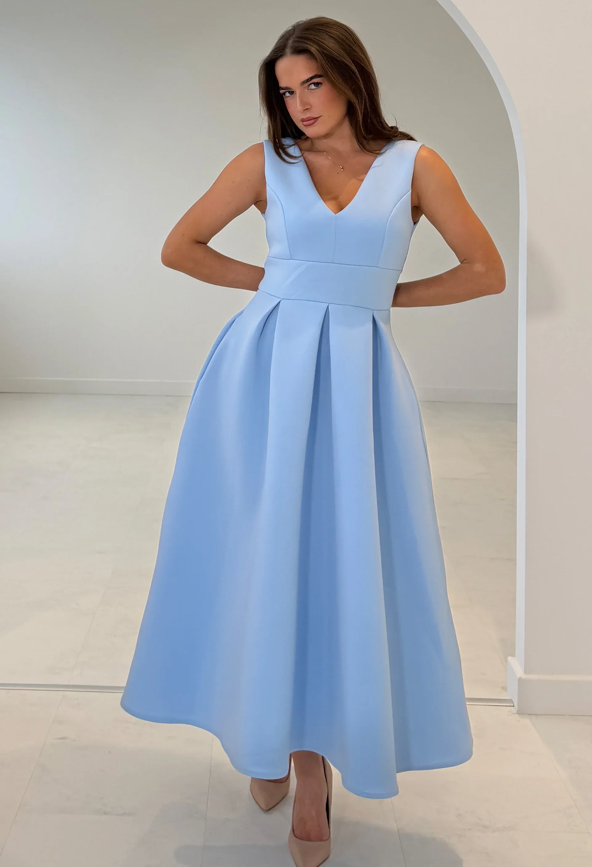 Bethany V-Neck Skater Midi Dress - Image 2