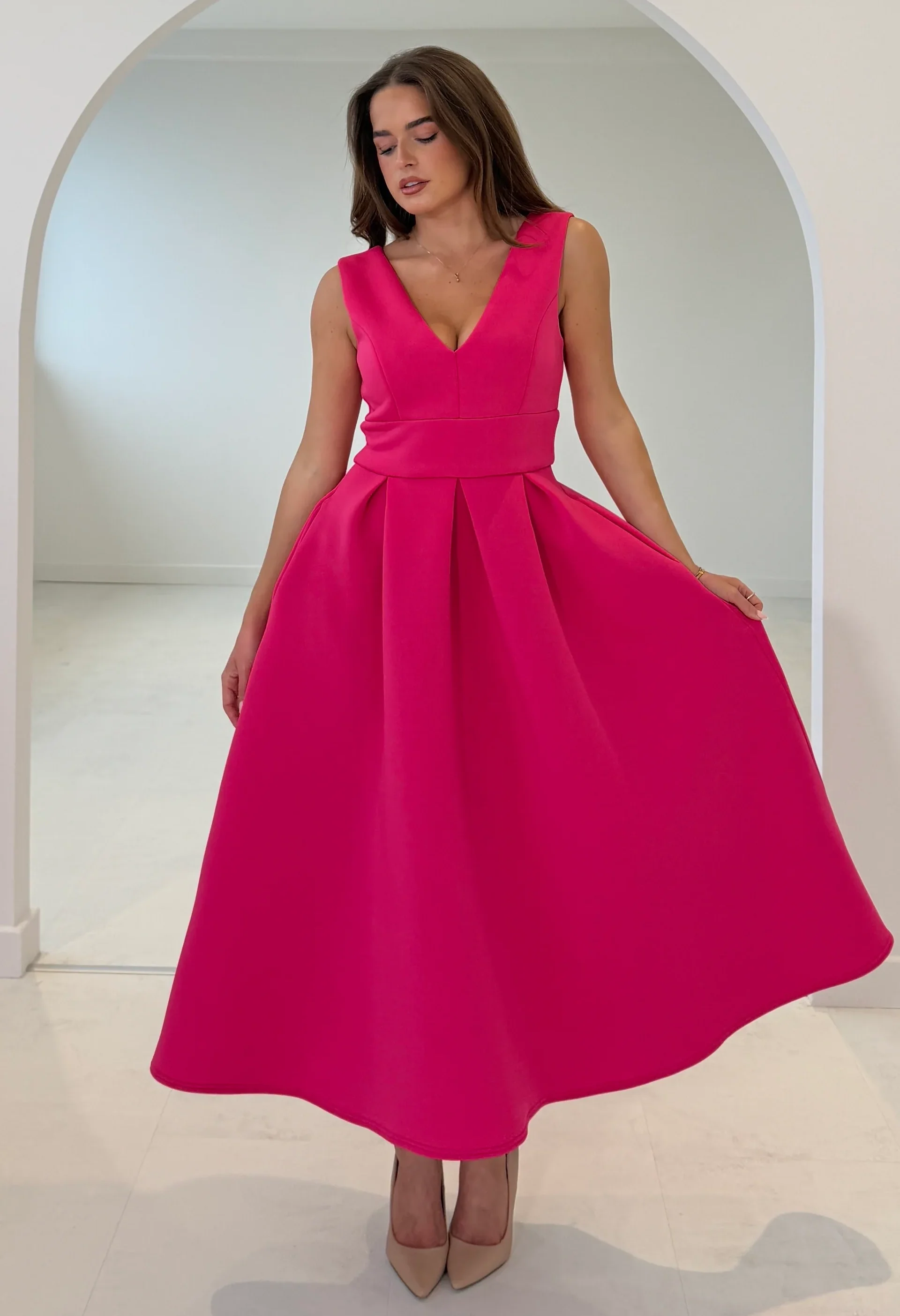 Bethany V-Neck Skater Midi Dress - Image 3