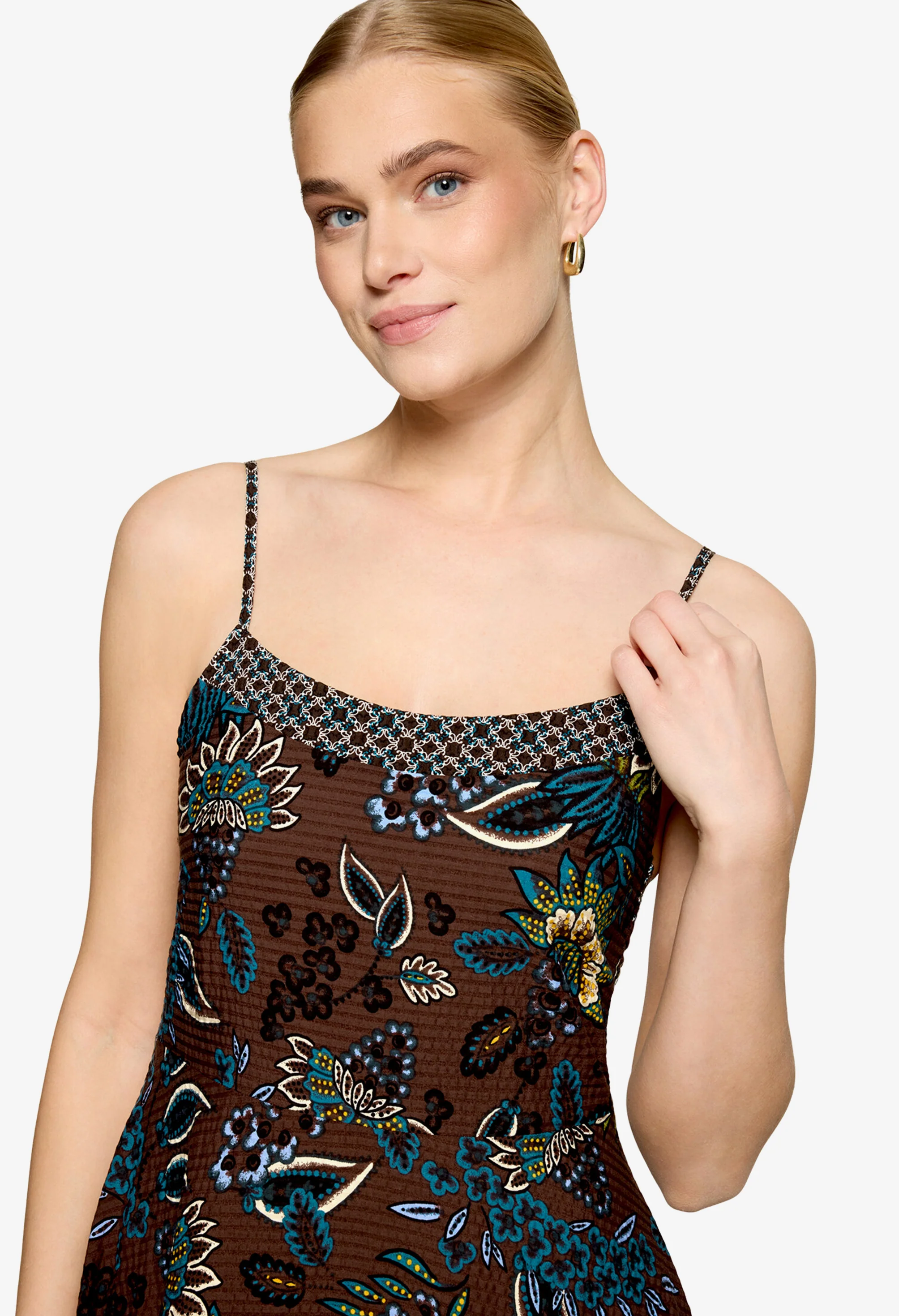 Bordered Floral Print Midi Dress - Image 4