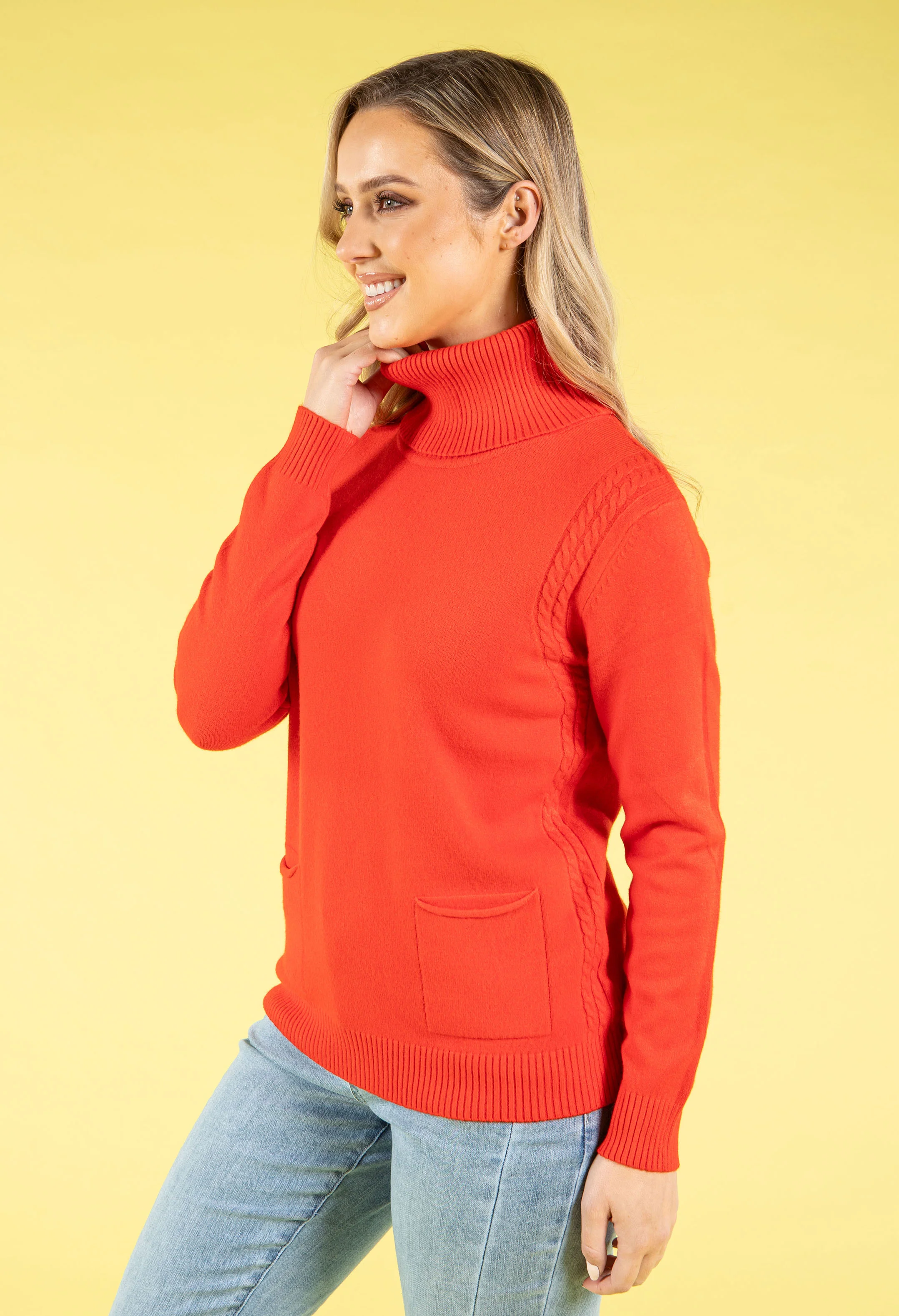 Cable Knit Detail Roll Neck Jumper - Image 19