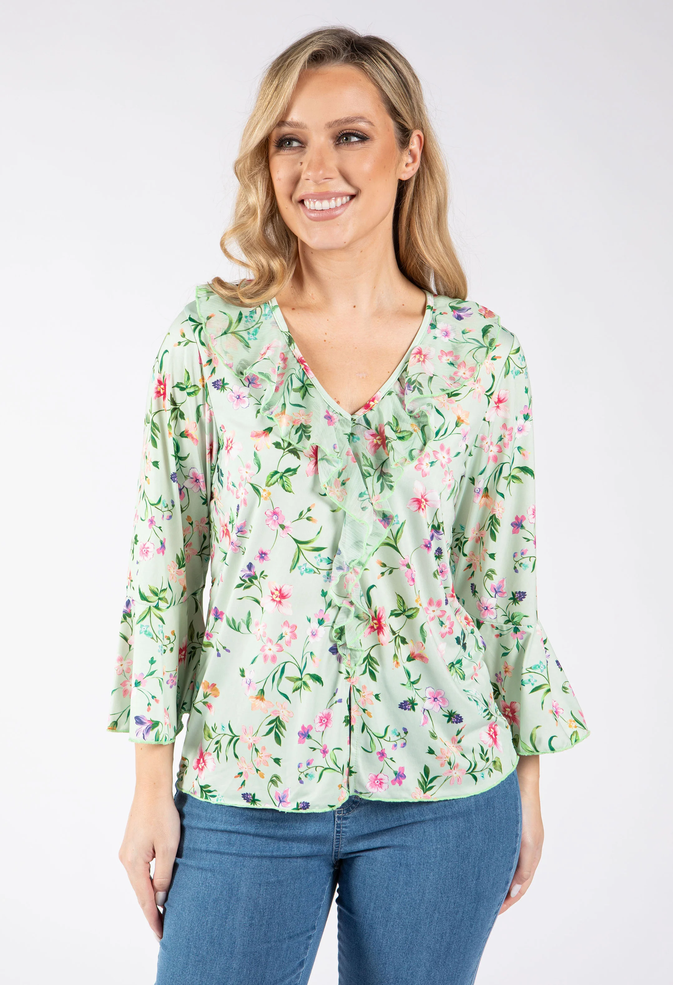 Chitel Ruffle V-Neck Blouse