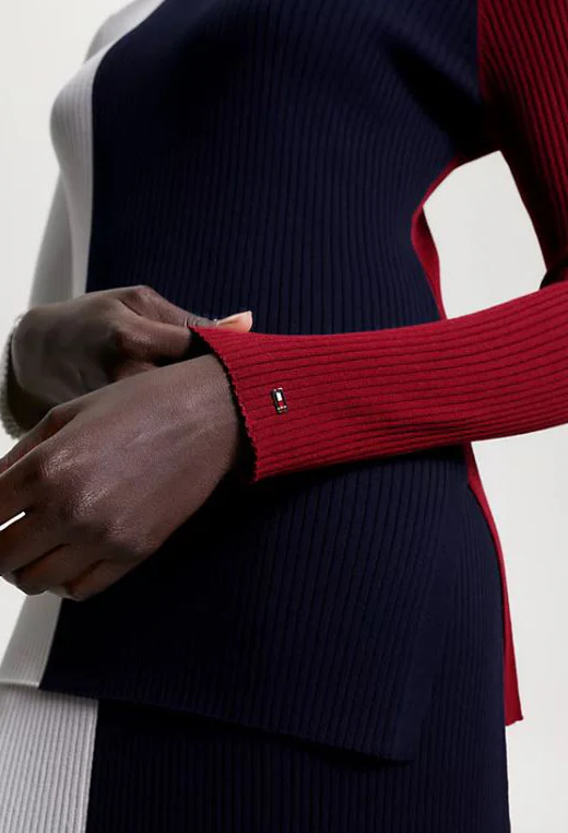 COLOUR-BLOCKED RIB-KNIT JUMPER - Image 2