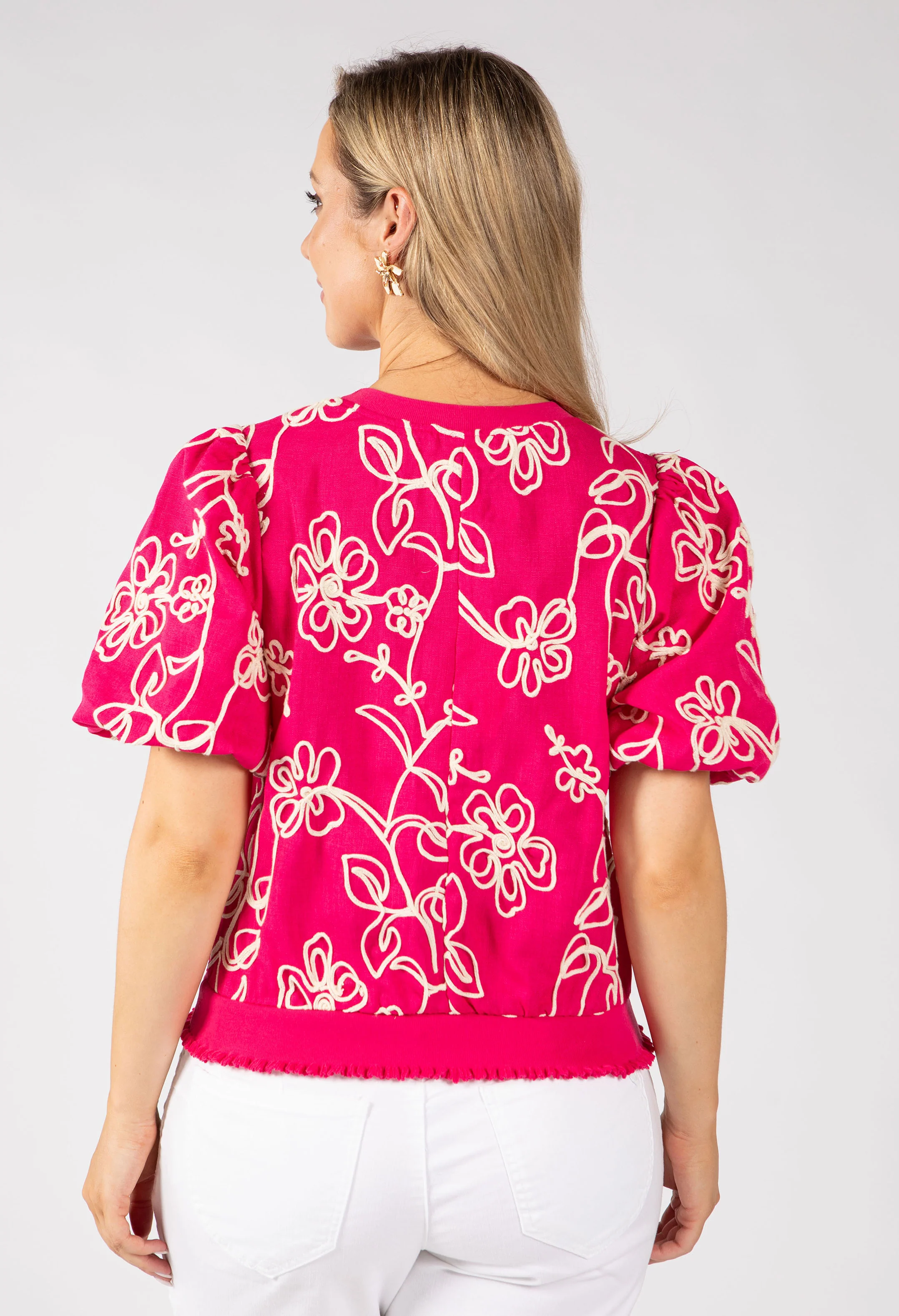 Contrast Floral Embroidered Top - Image 5