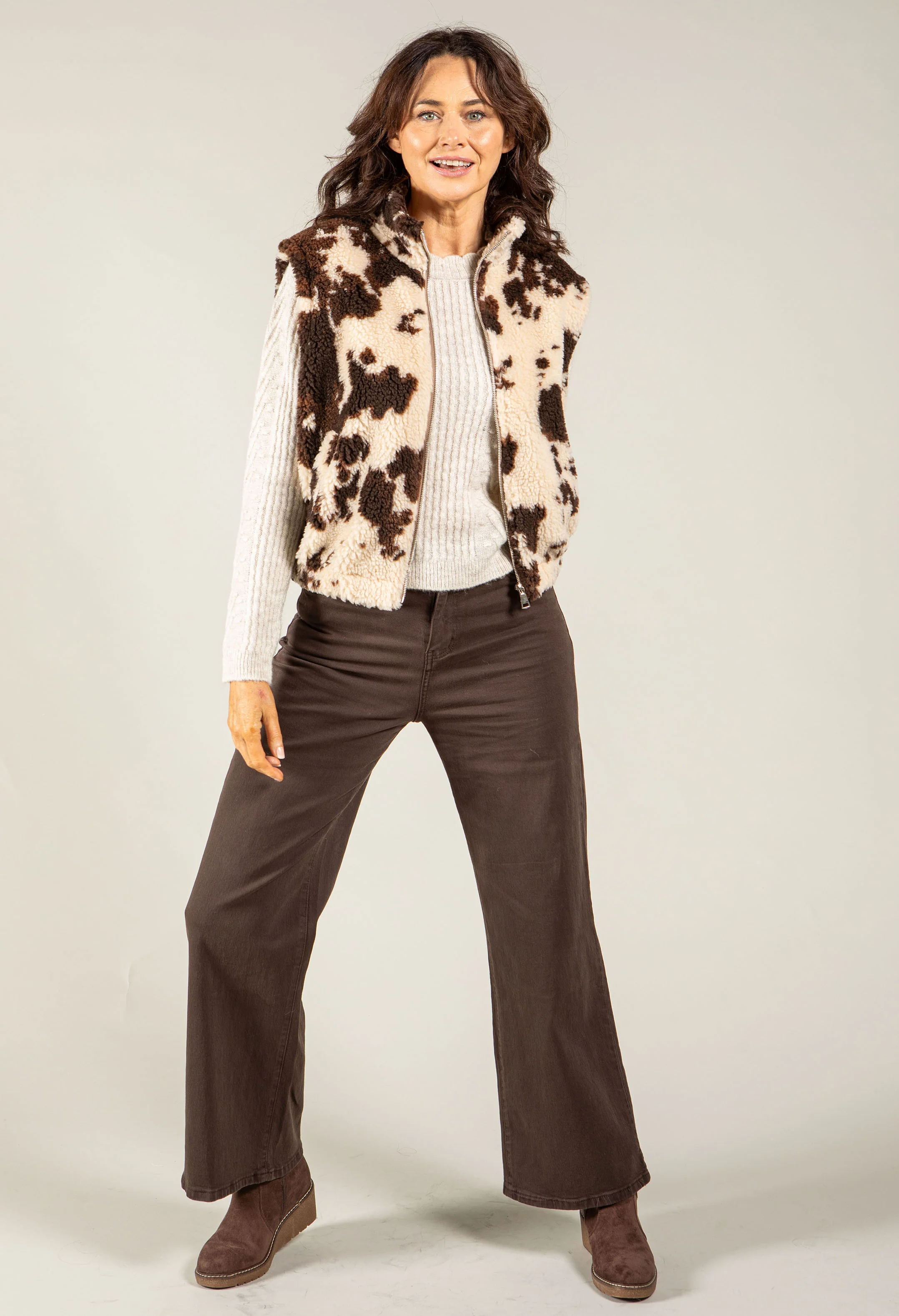 Cow Print Fleece Gilet