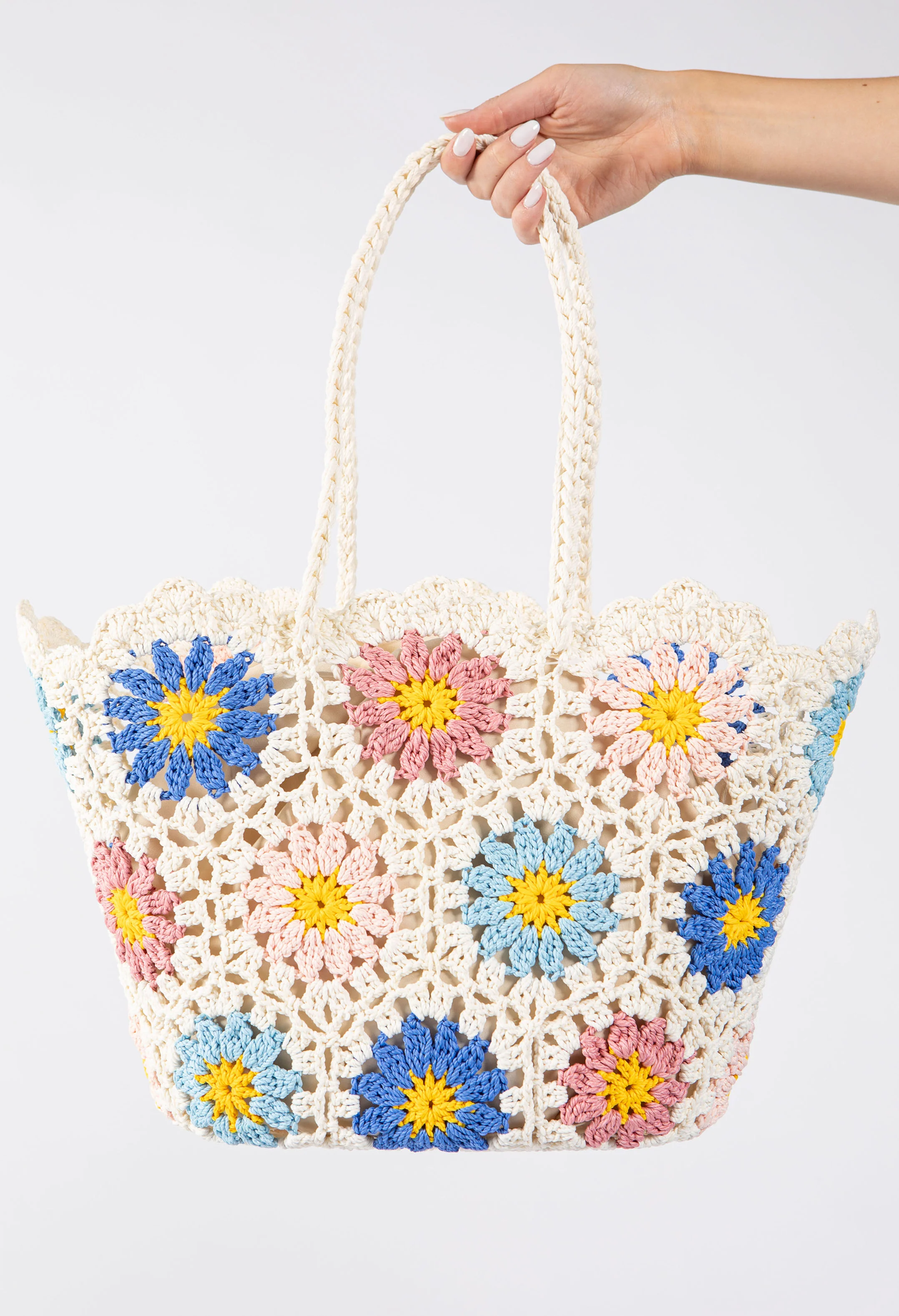 Crochet Knit Daisy Tote Bag - Image 10
