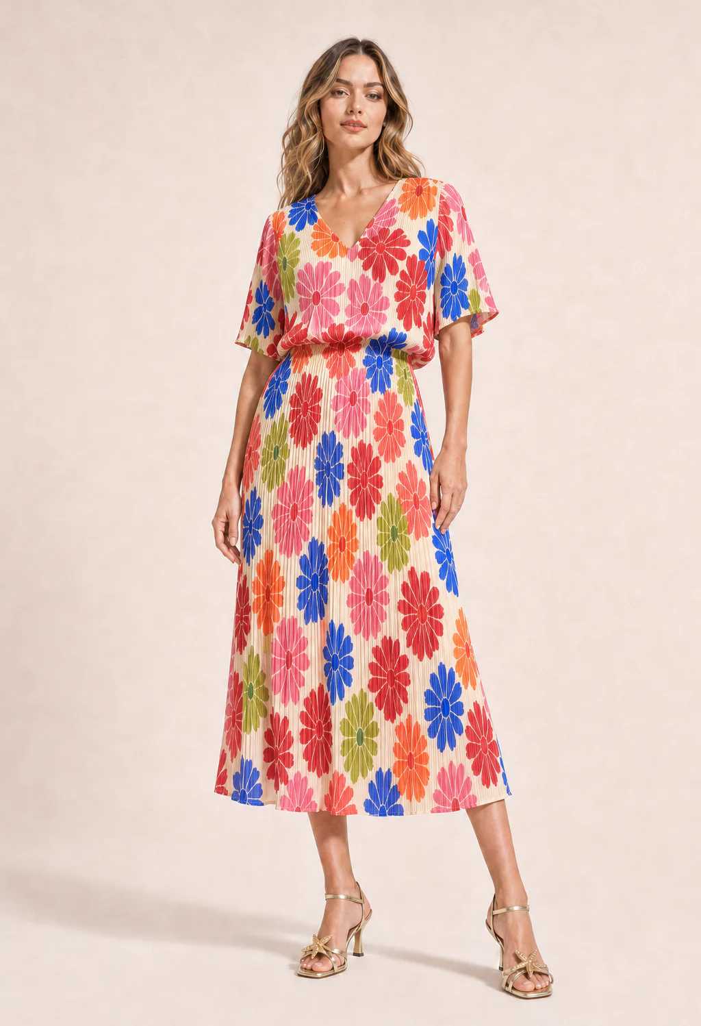 Daisy Plisse Pleated Pop Over Dress - Image 13