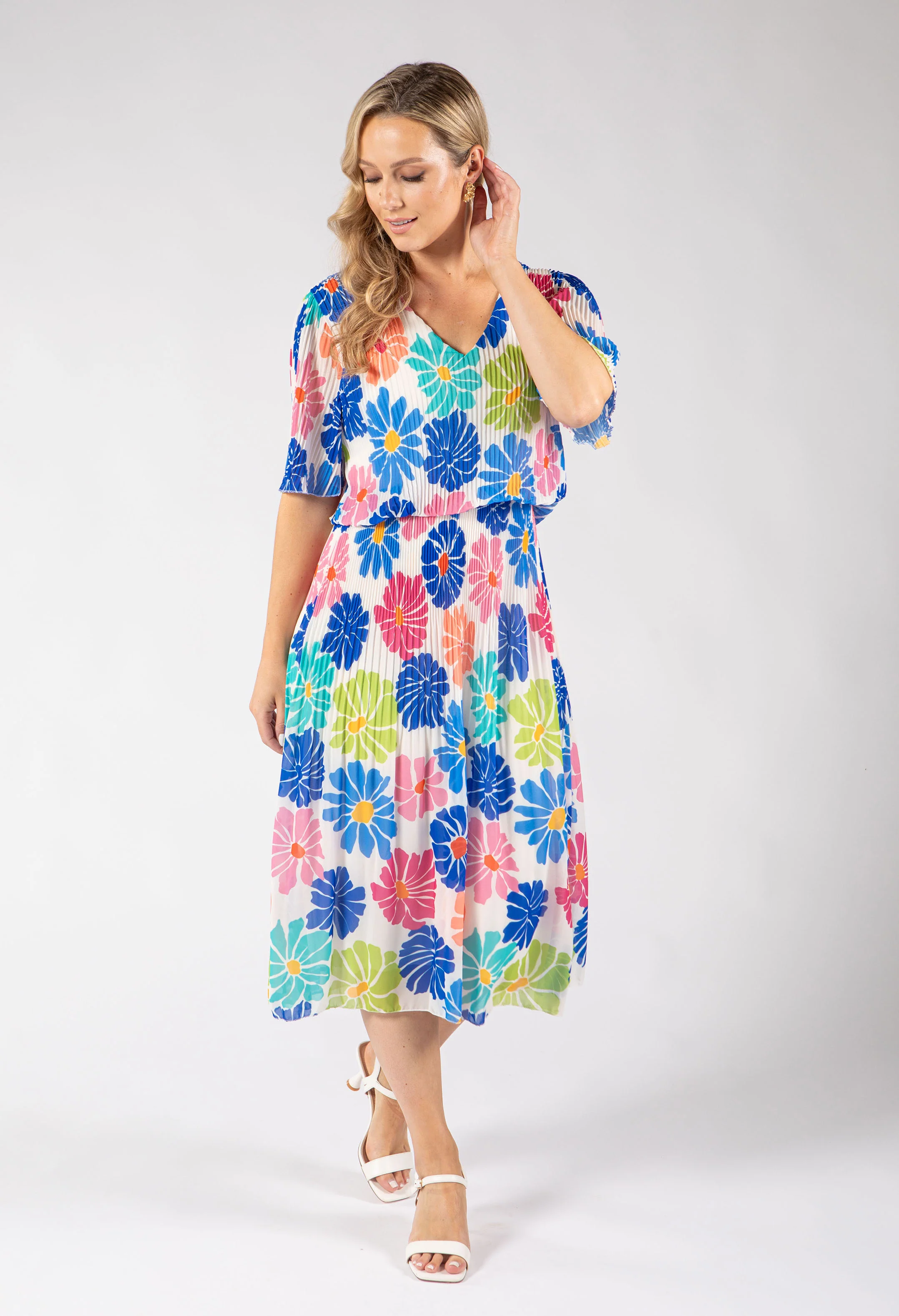 Daisy Plisse Pleated Pop Over Dress - Image 2