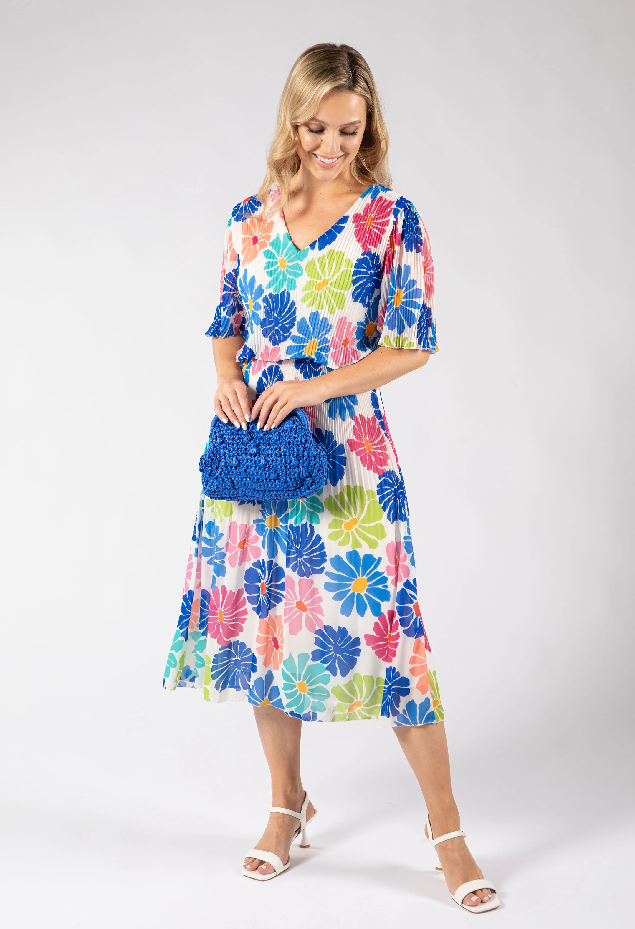 Daisy Plisse Pleated Pop Over Dress - Image 3