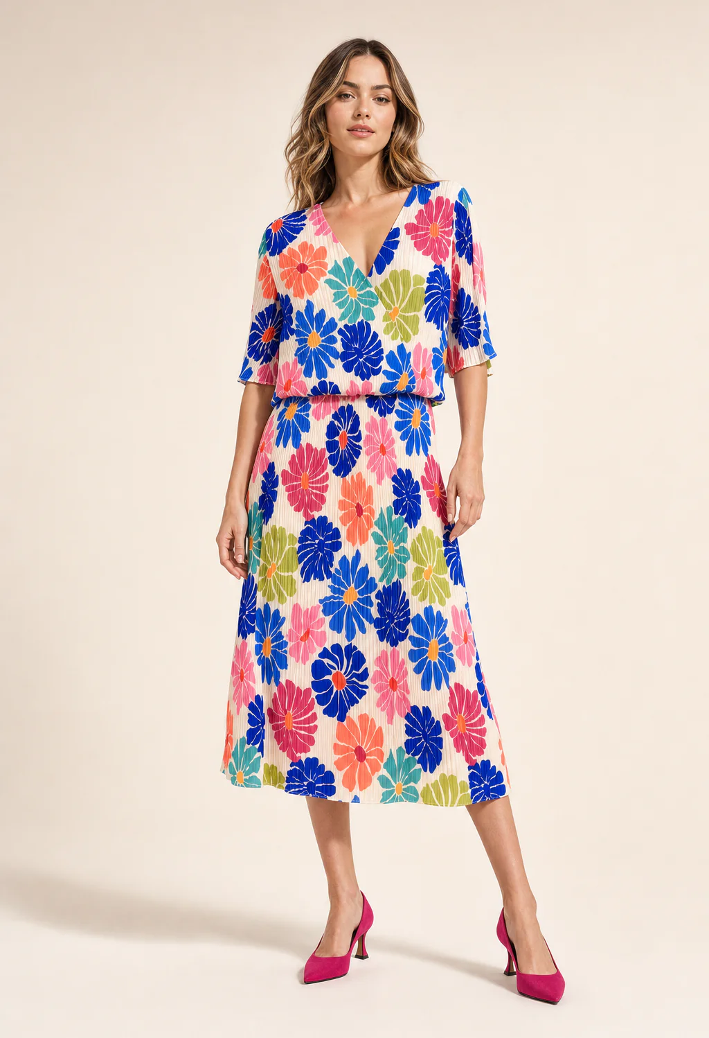 Daisy Plisse Pleated Pop Over Dress - Image 5