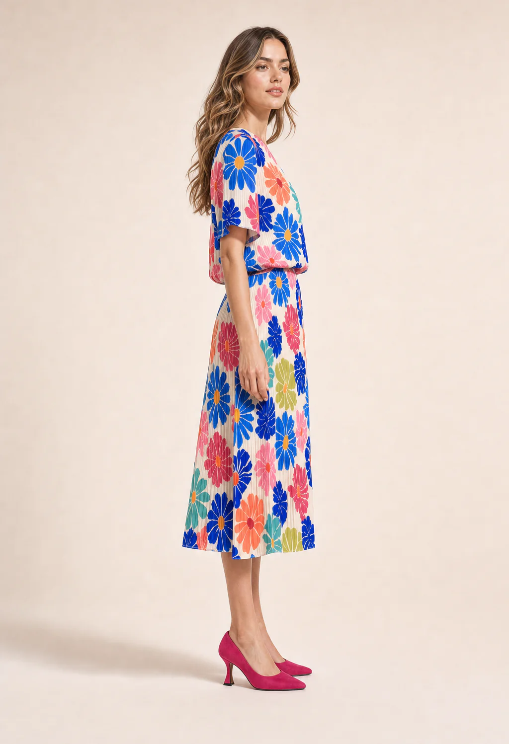 Daisy Plisse Pleated Pop Over Dress - Image 6