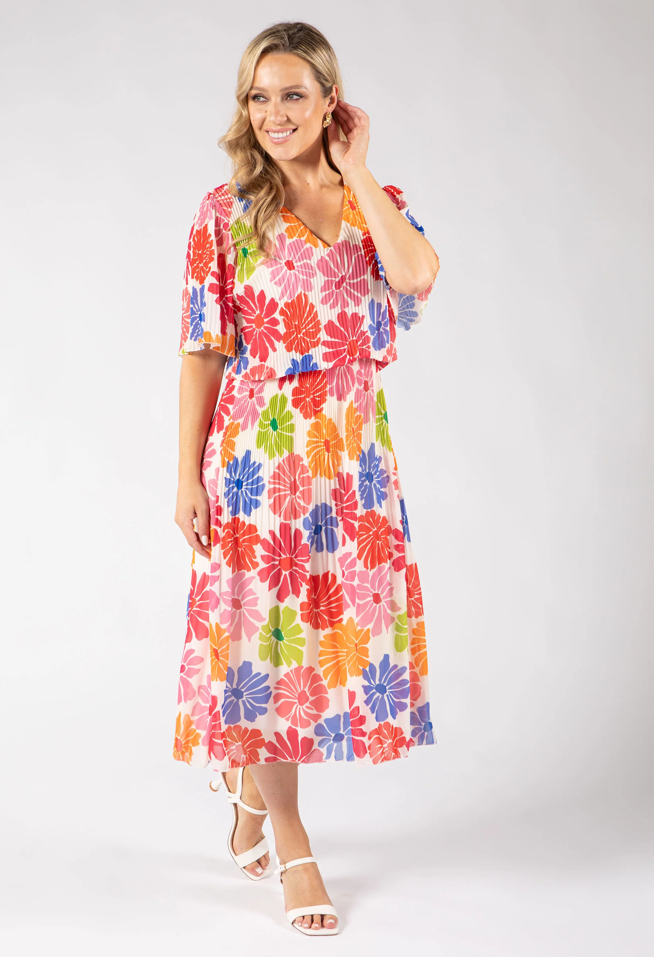 Daisy Plisse Pleated Pop Over Dress - Image 9