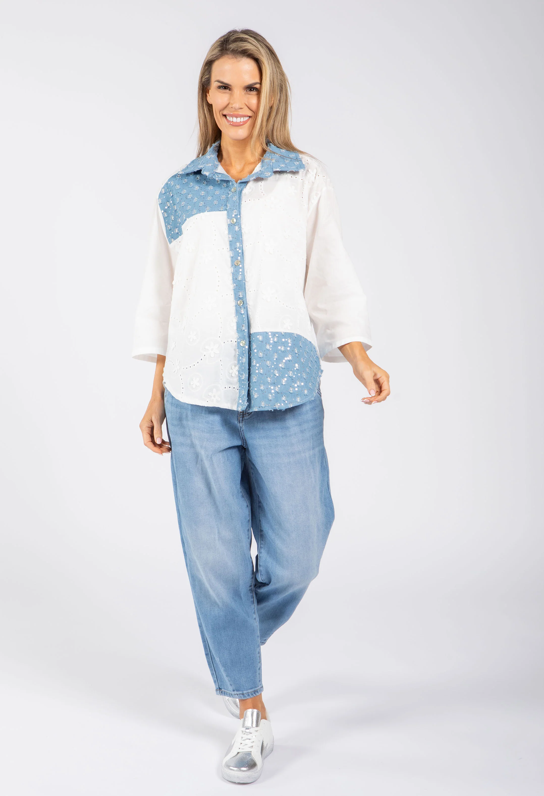 Denim Detail Floral Shirt - Image 2
