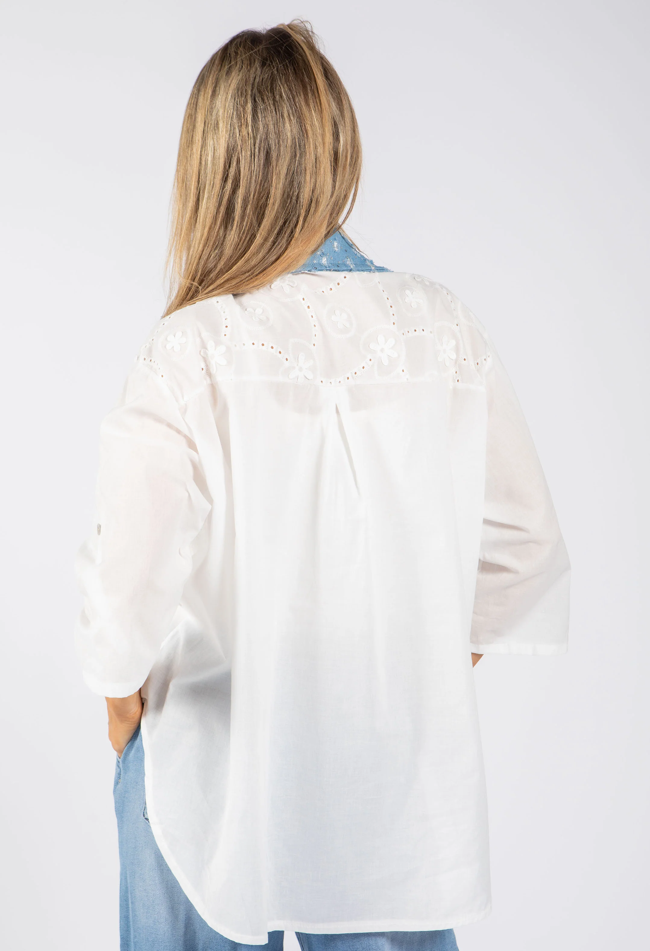 Denim Detail Floral Shirt - Image 8