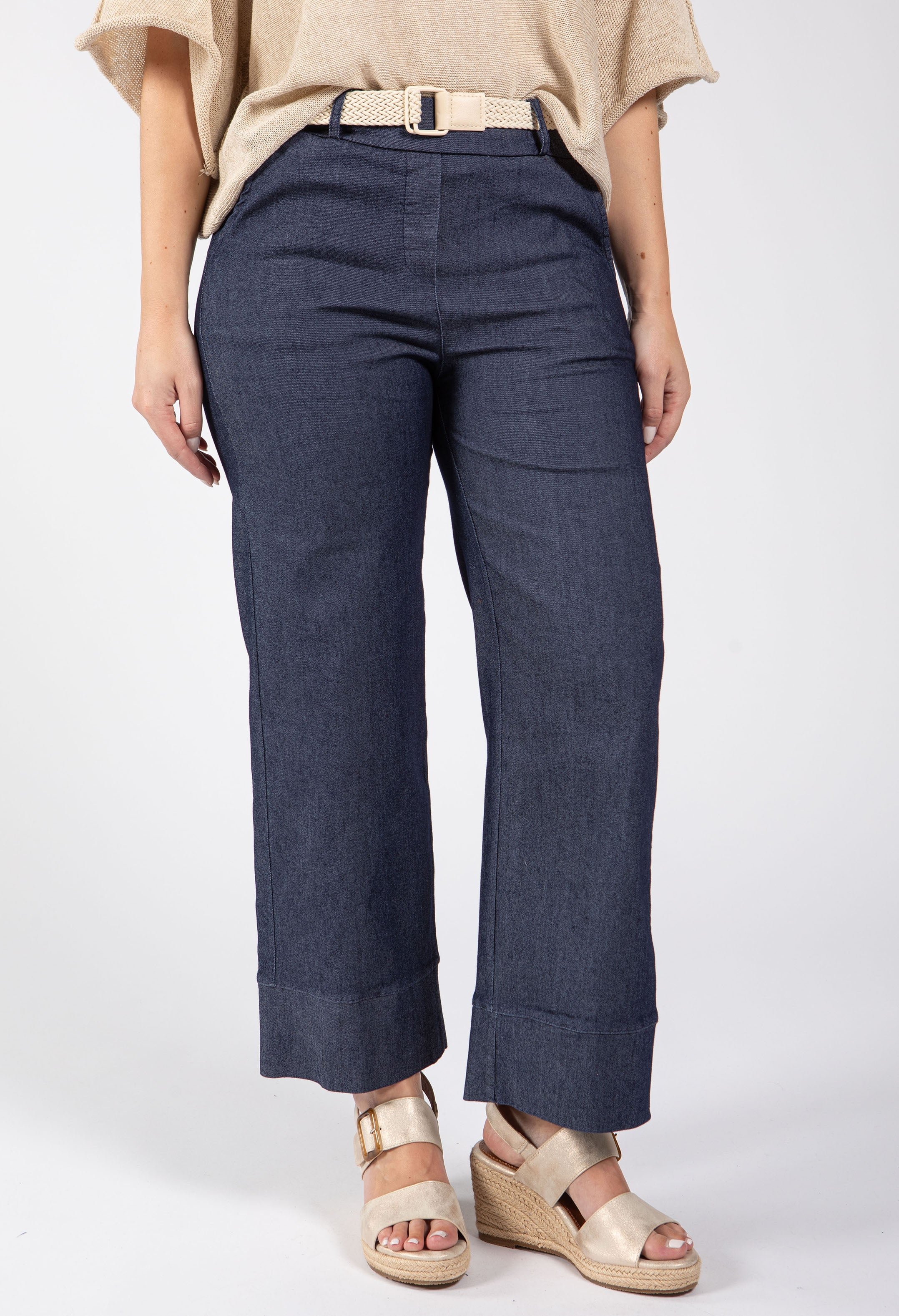 Denim Look Wide Leg Trousers