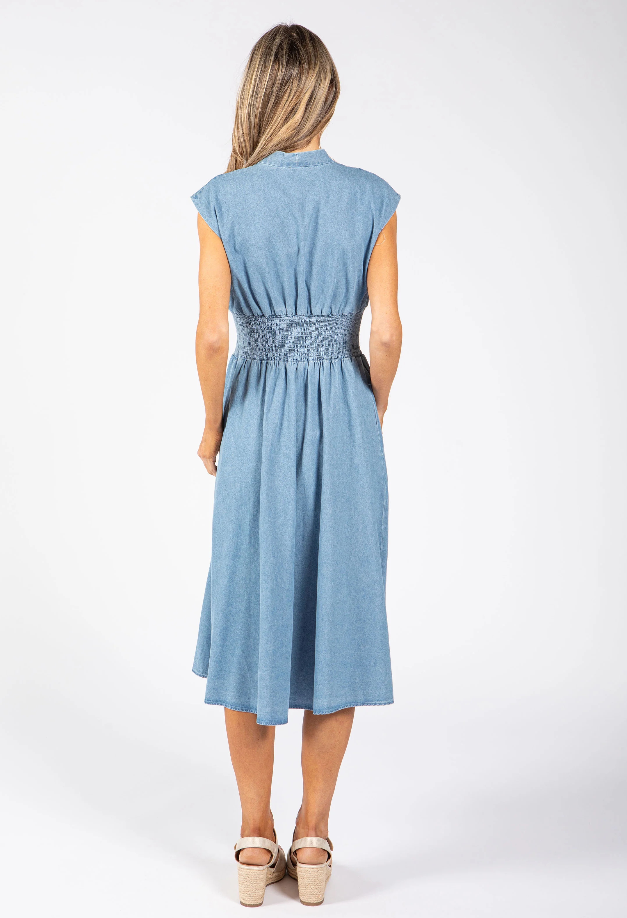 Denim Zip-Up Midi Dress - Image 5