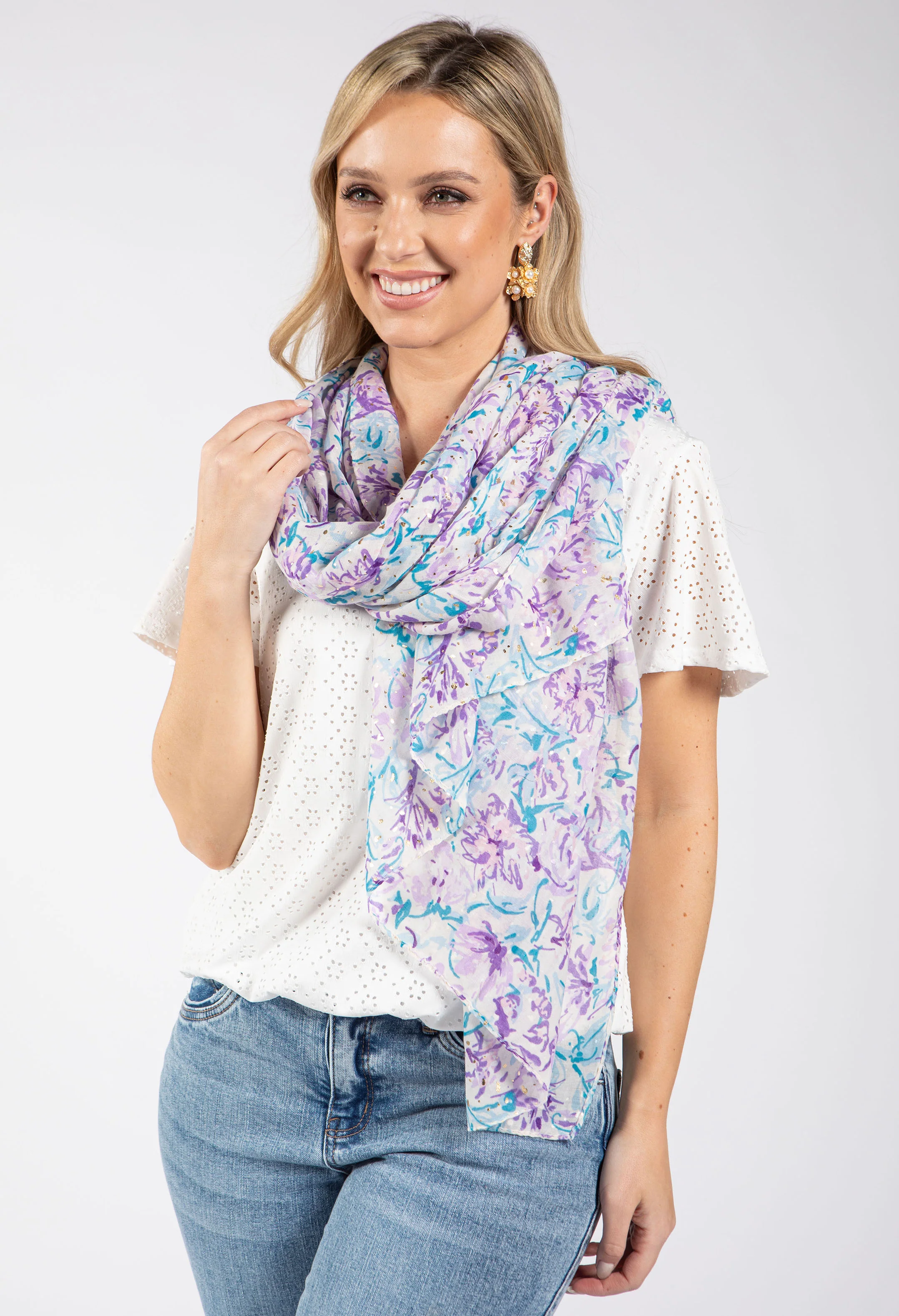 Ditzy Blossom Print Scarf - Image 3