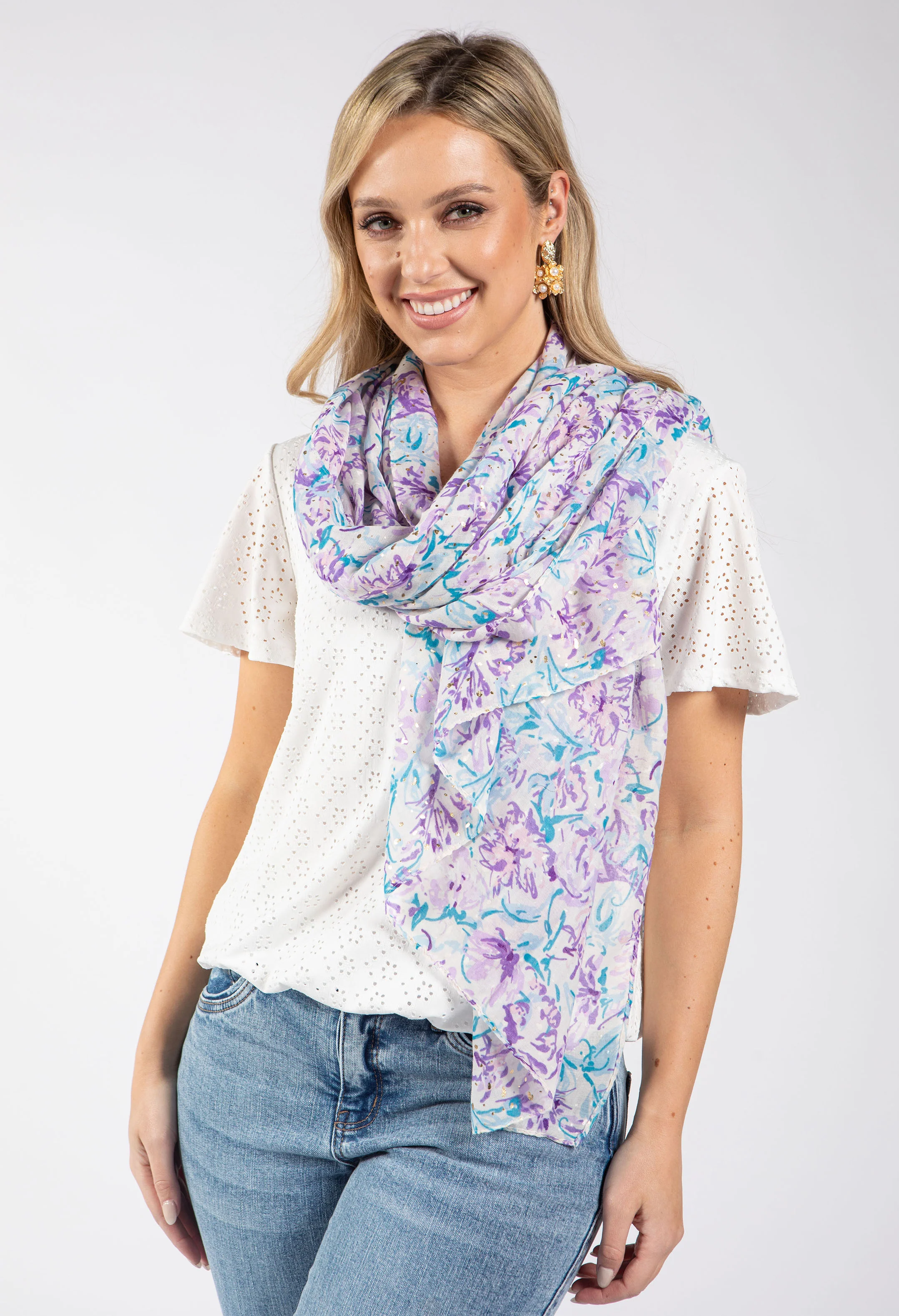 Ditzy Blossom Print Scarf - Image 4