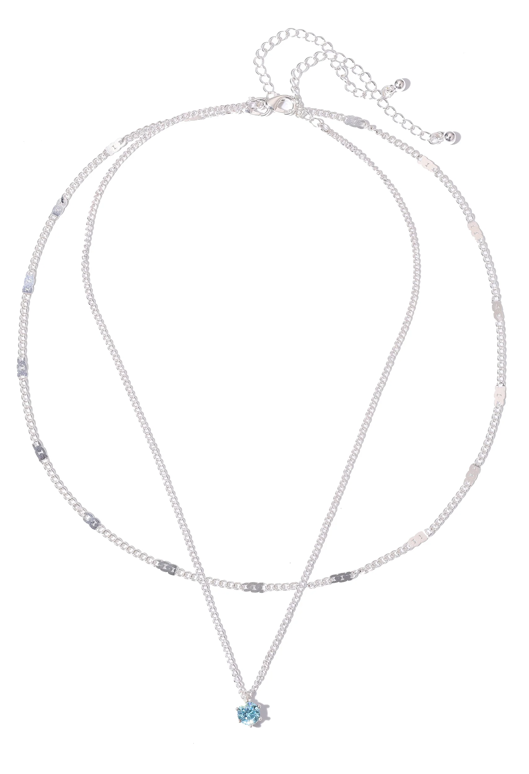 Double Necklace with Blue Pendant