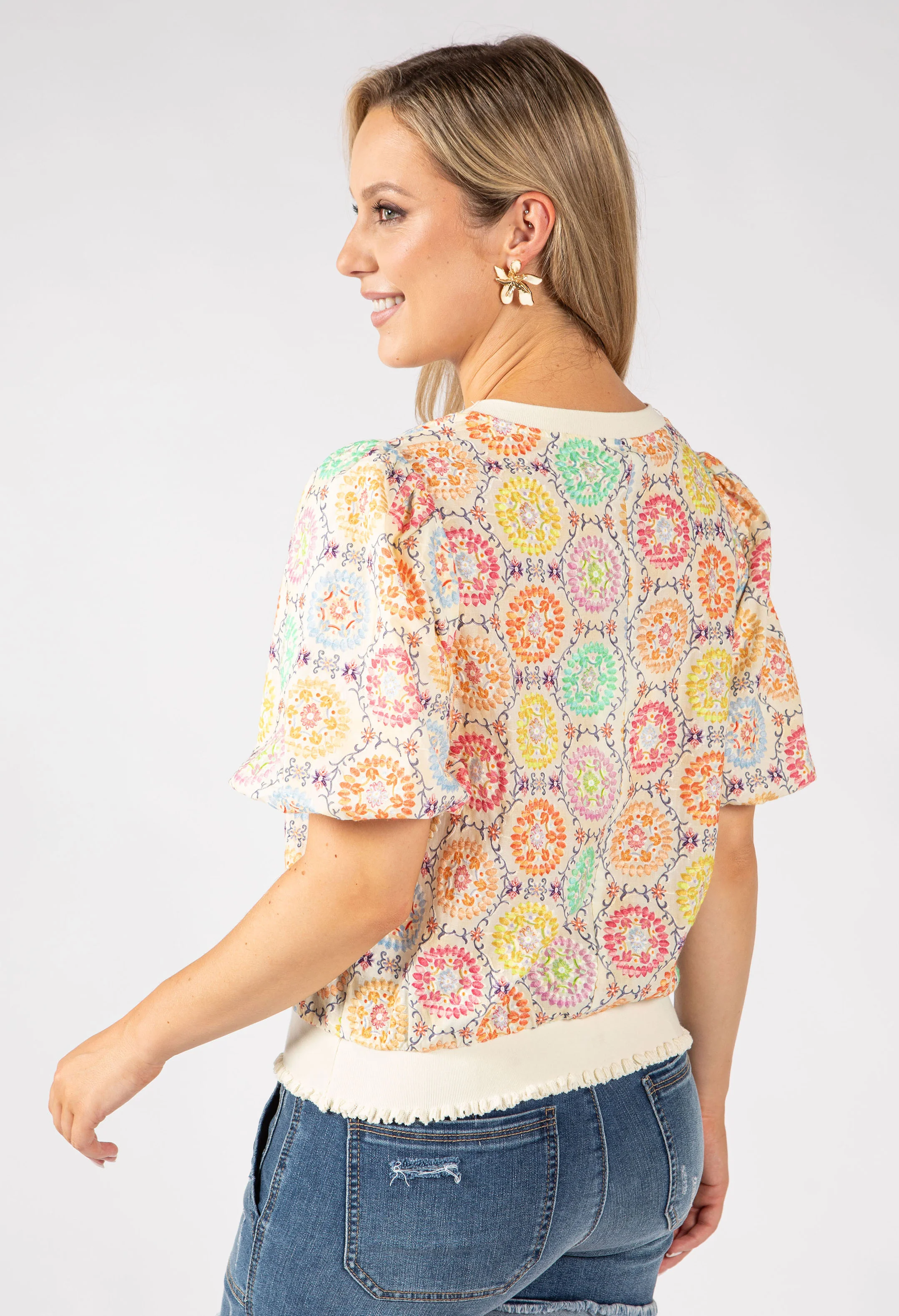 Embroidered Floral Medallion Top - Image 6