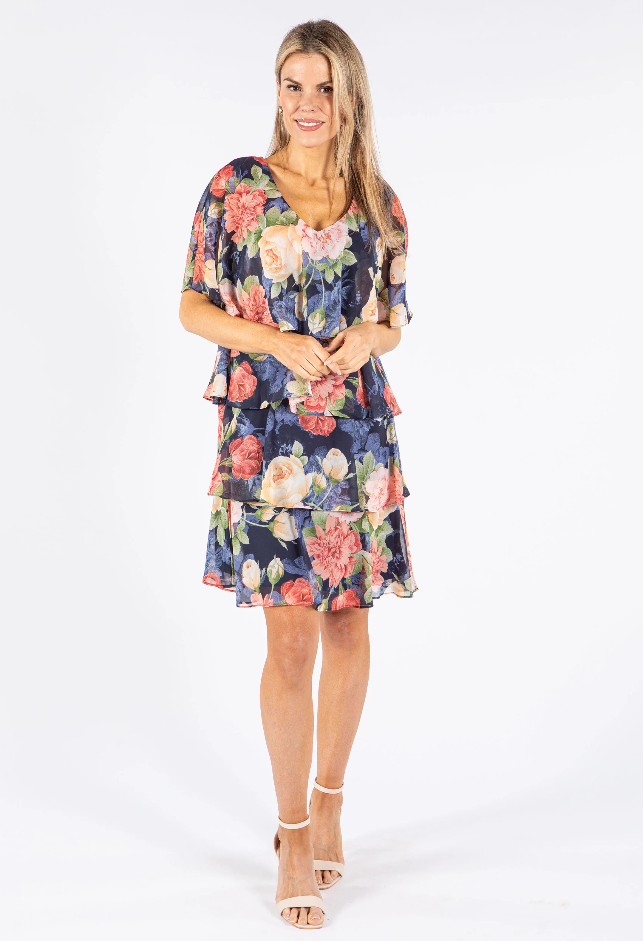 Faded Floral Tiered Dress - Image 3