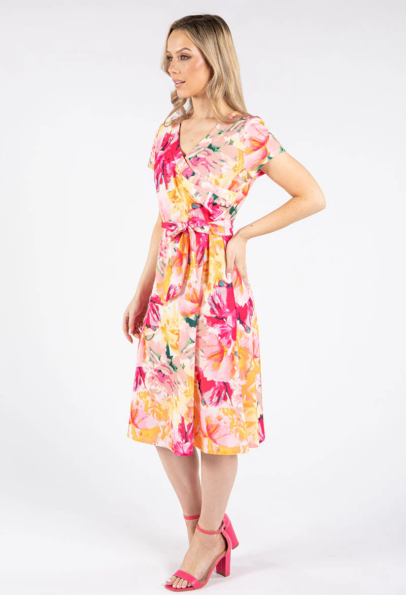 Faux Wrap Floral Dress - Image 3