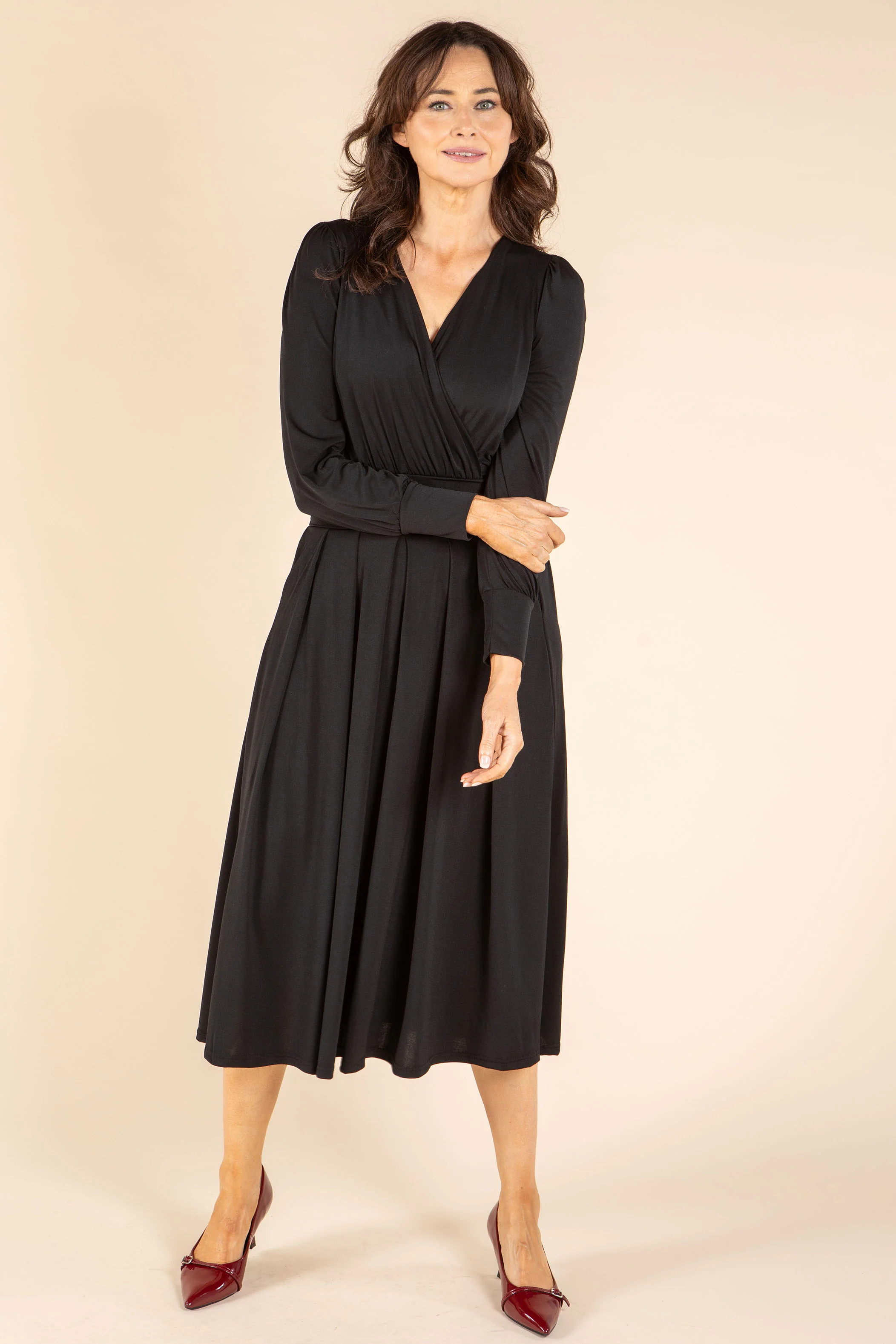Faux-Wrap Midi Dress - Image 3