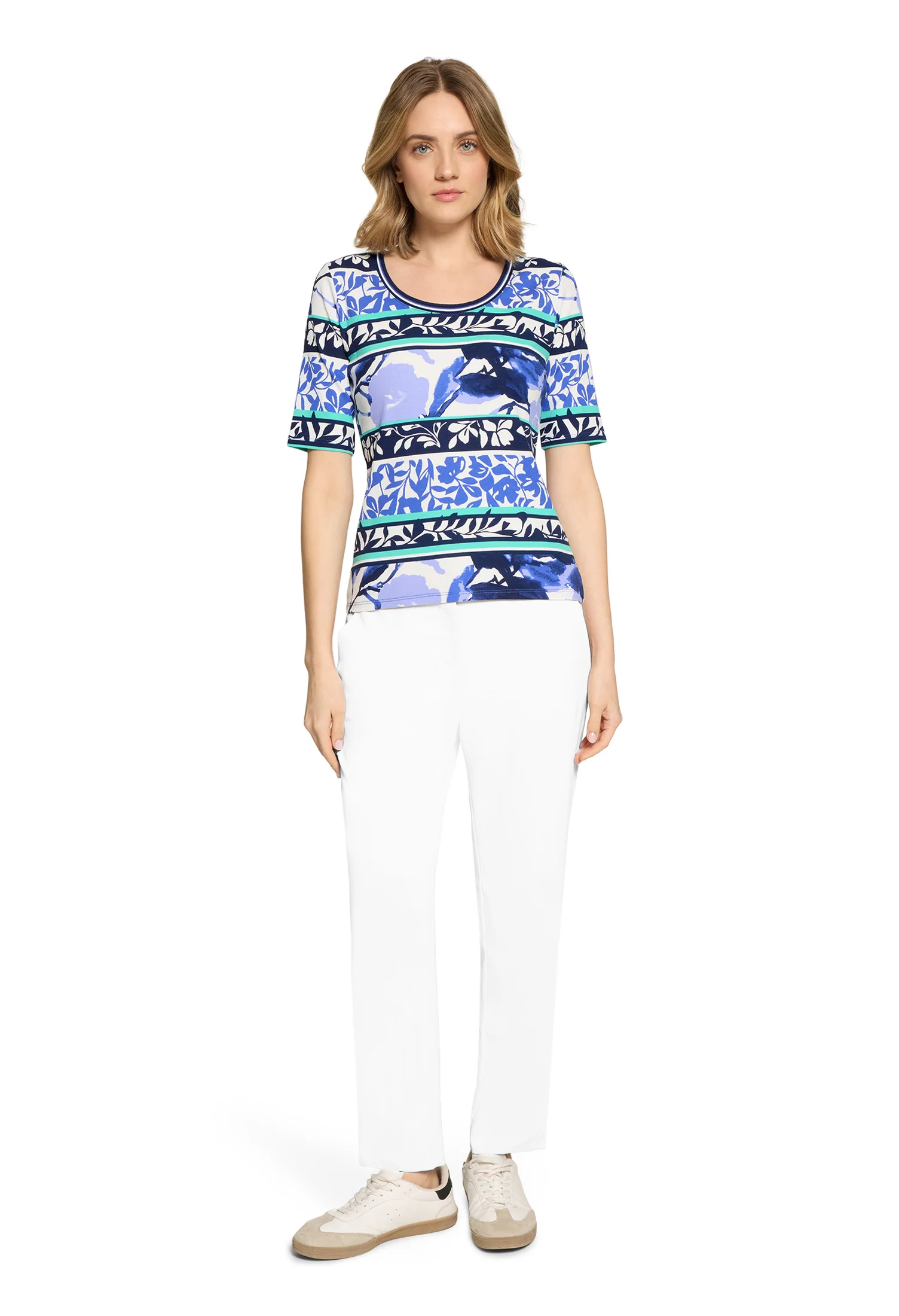 Floral And Stripe Rib Top - Image 3