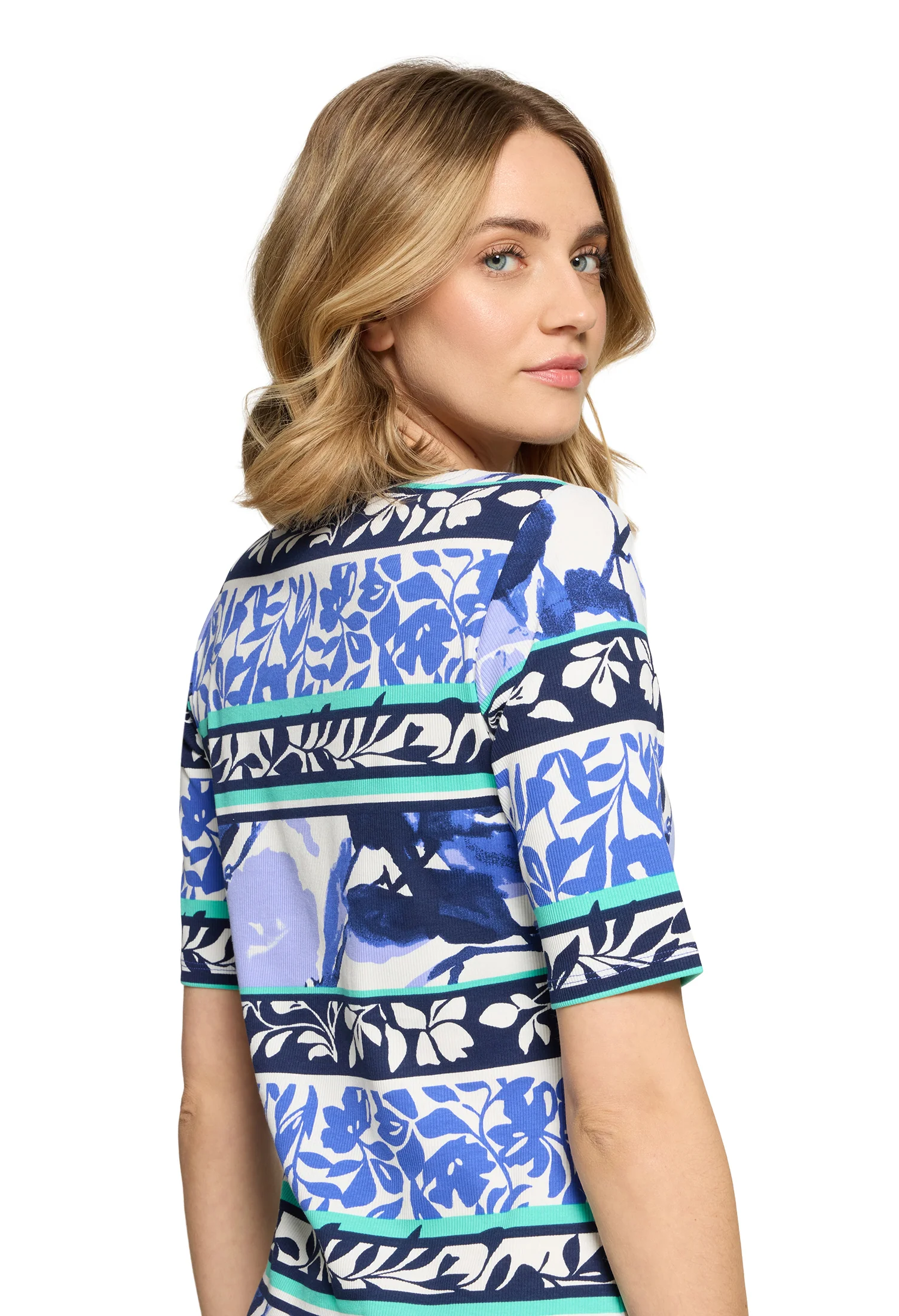 Floral And Stripe Rib Top - Image 5