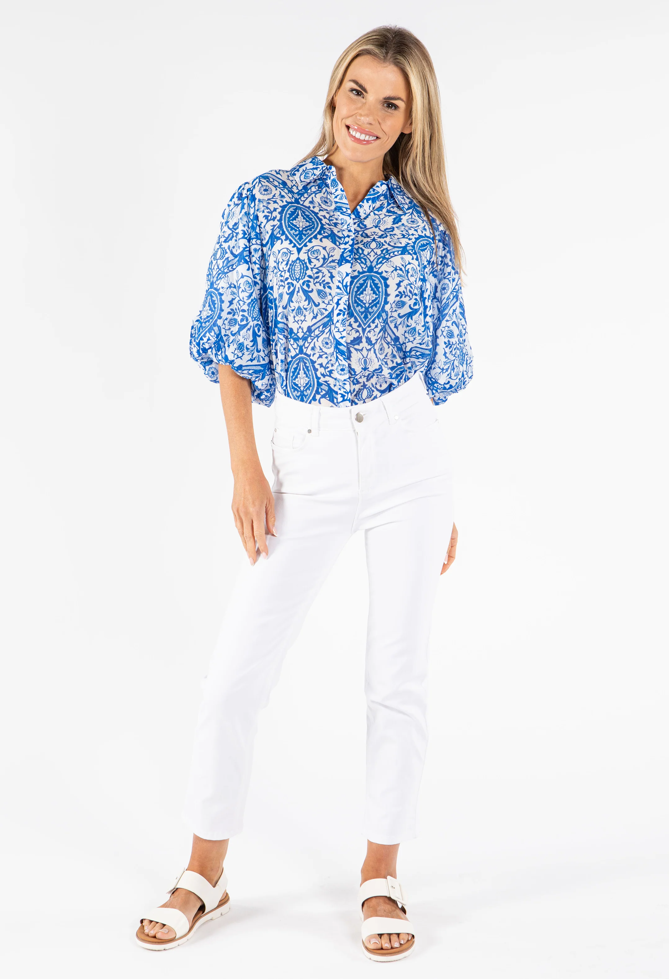 Floral Balloon Sleeve Blouse - Image 3