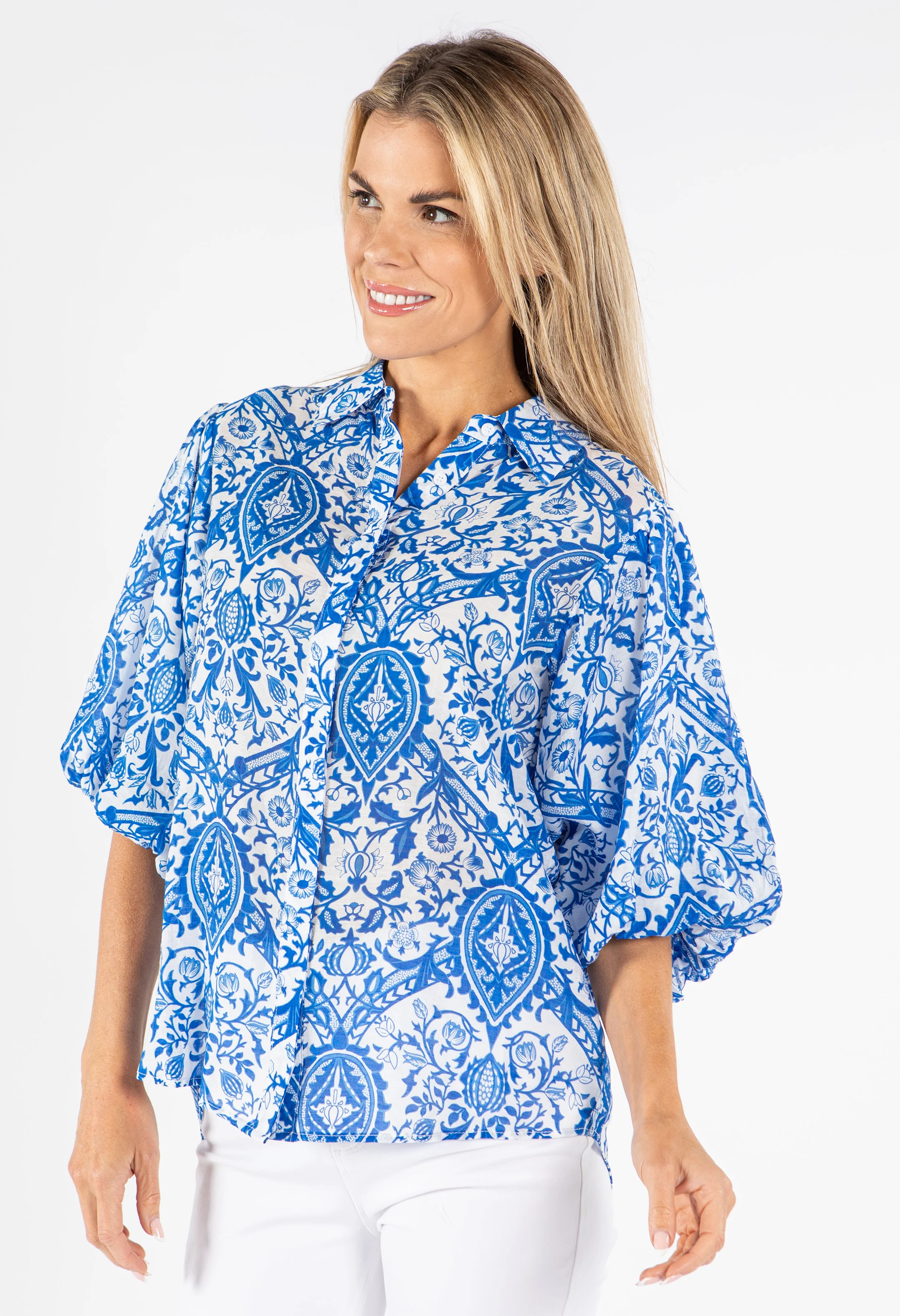 Floral Balloon Sleeve Blouse - Image 4