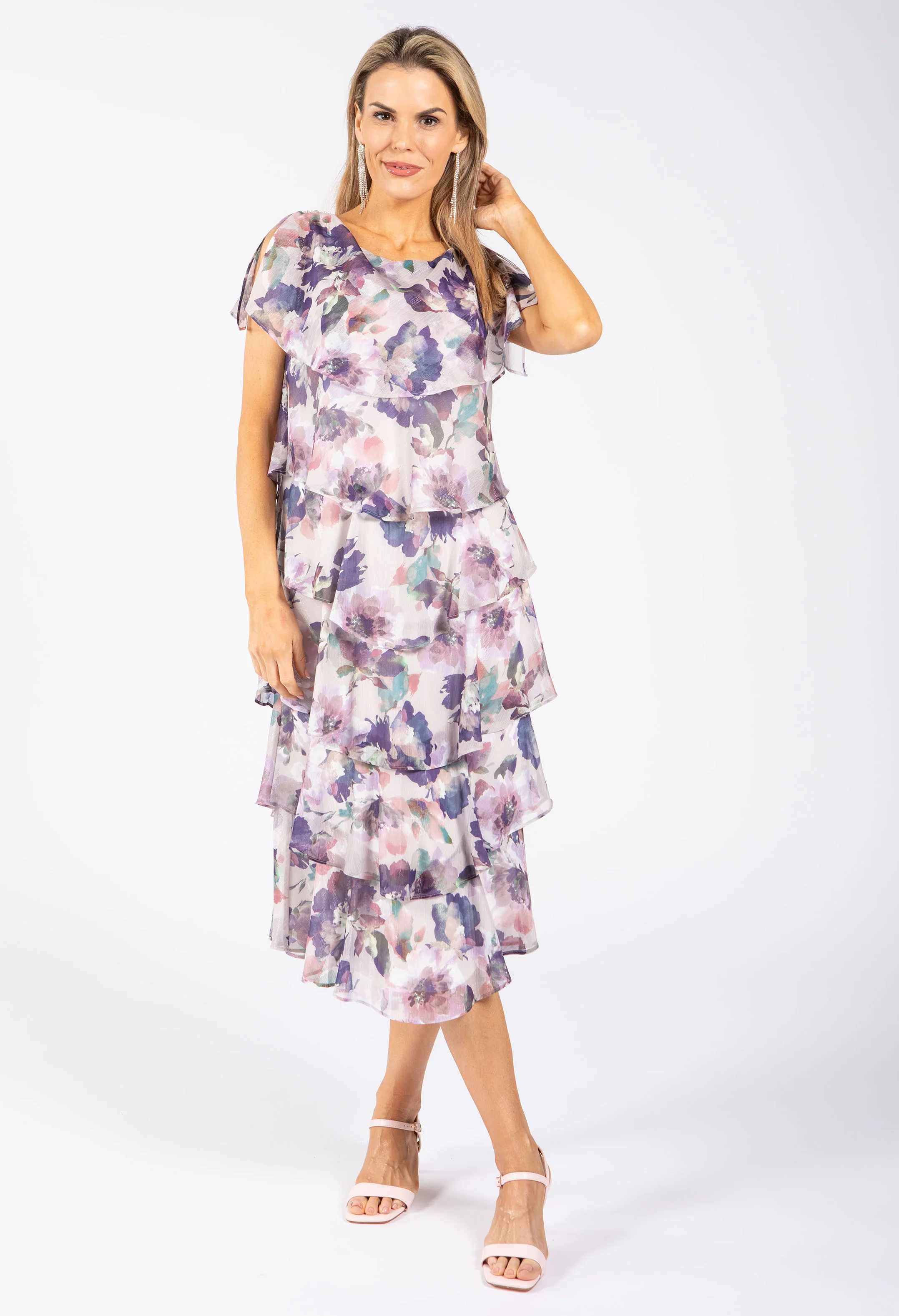 Floral Chiffon Midi Dress - Image 4