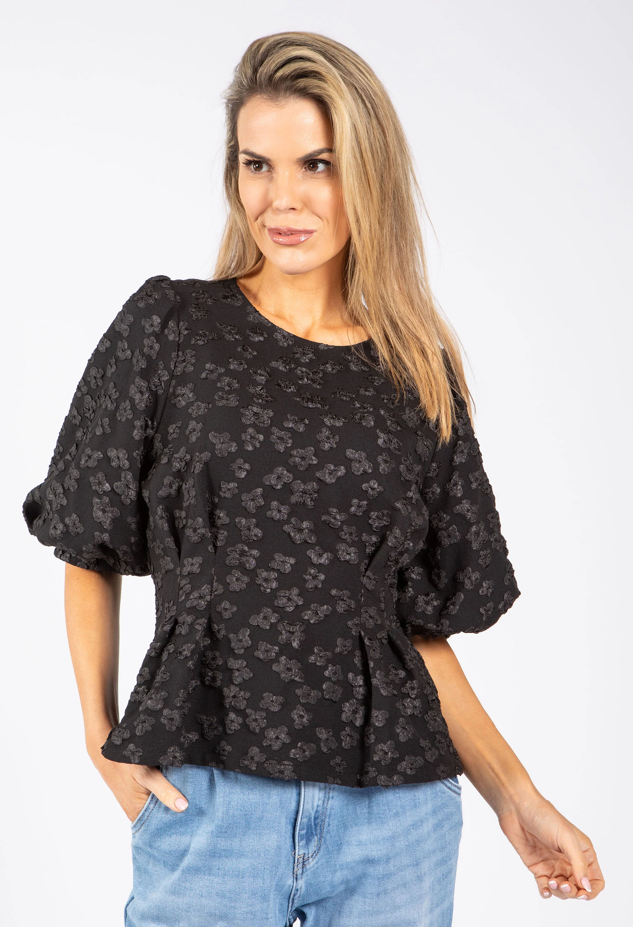 Floral Design Puff Sleeve Top - Image 8
