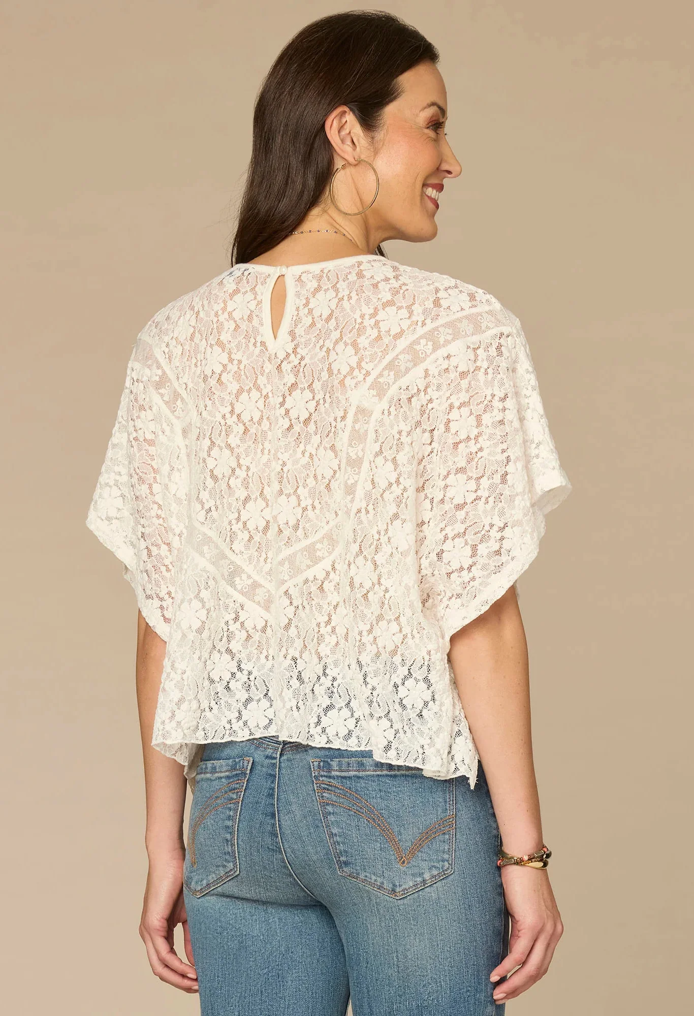 Floral Lace Knit Poncho - Image 3