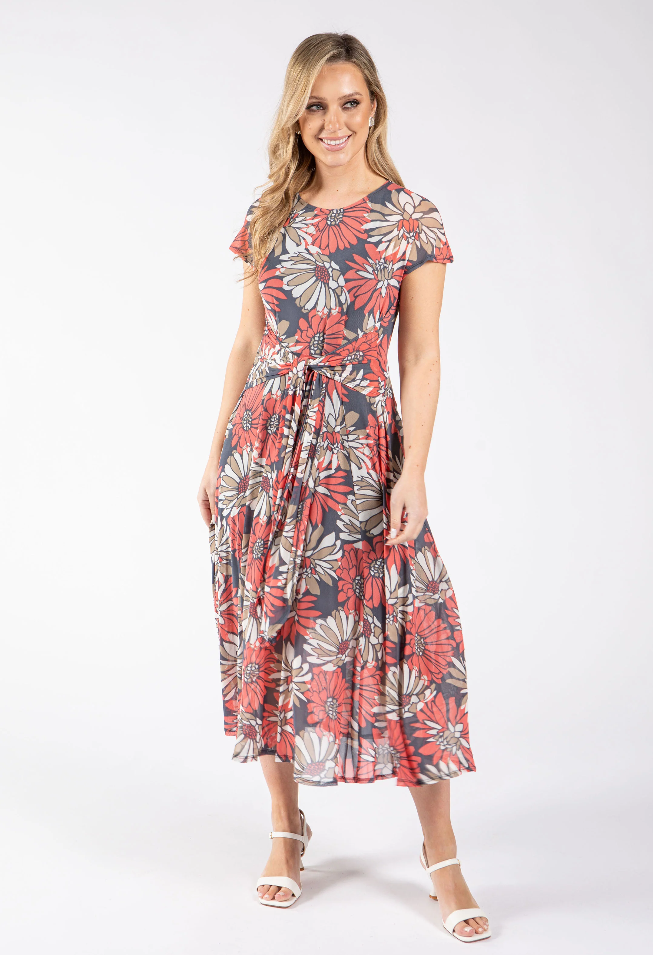 Floral Mesh Midi Dress - Image 3