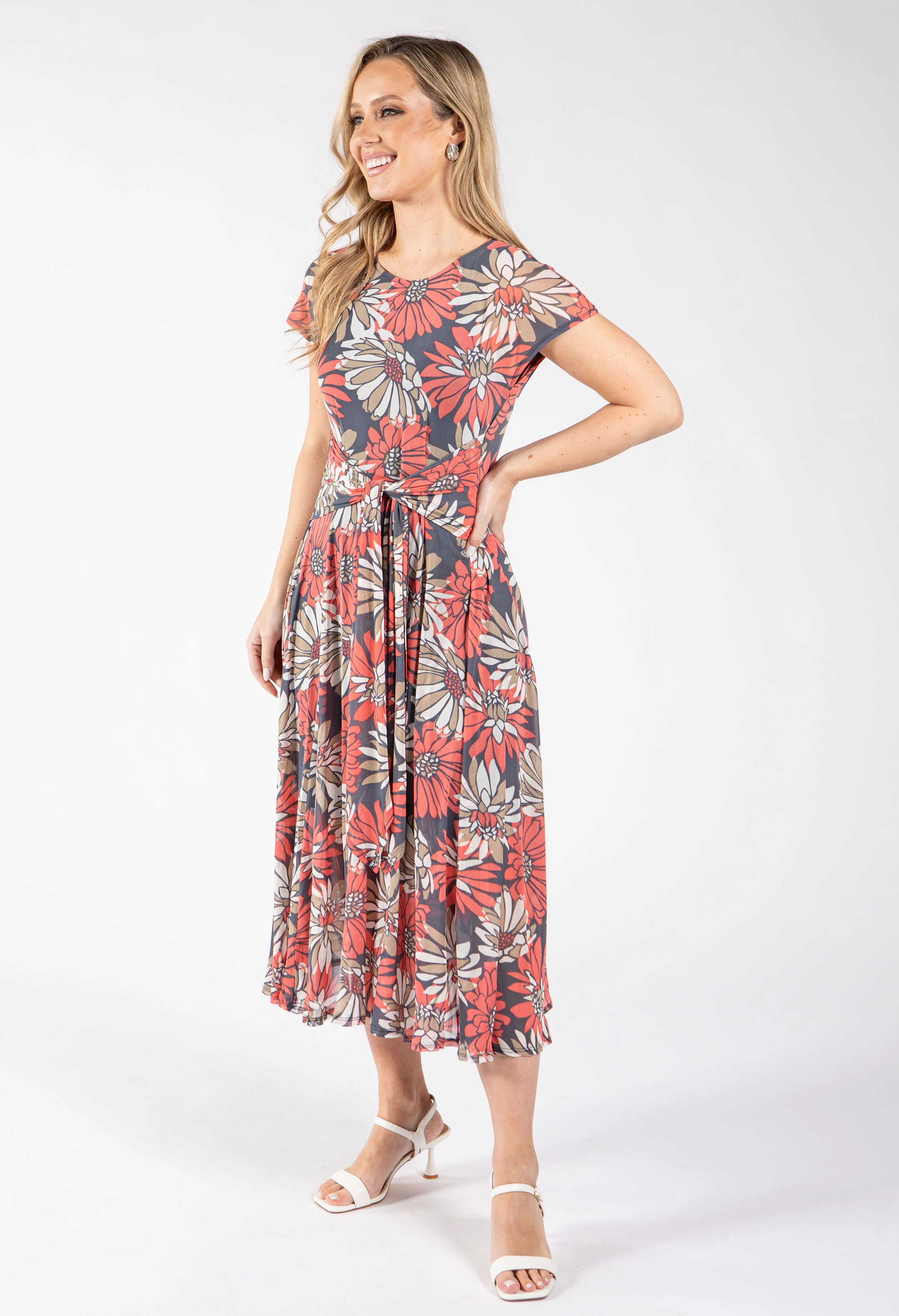 Floral Mesh Midi Dress - Image 4