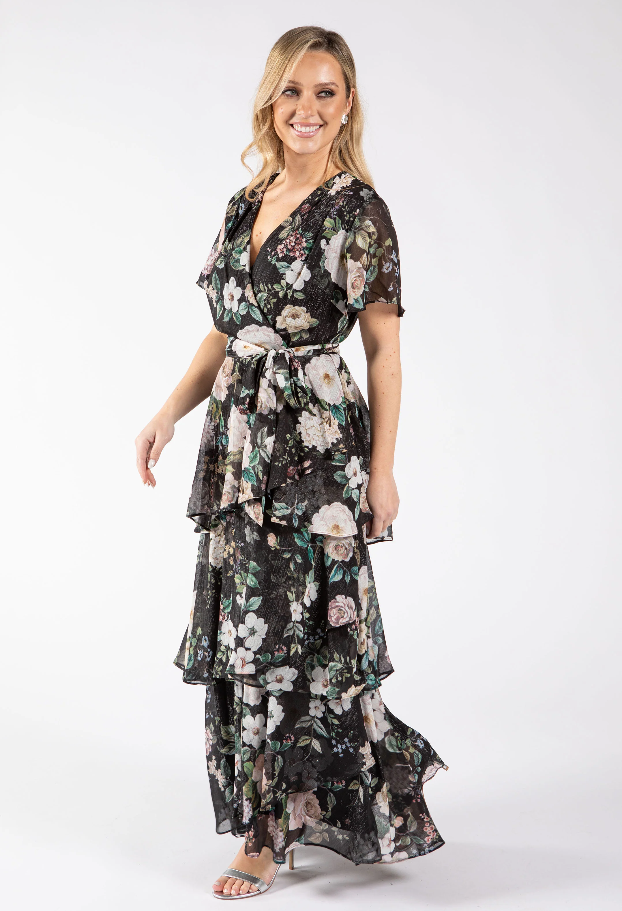 Floral Print Chiffon Maxi Wrap Dress - Image 5