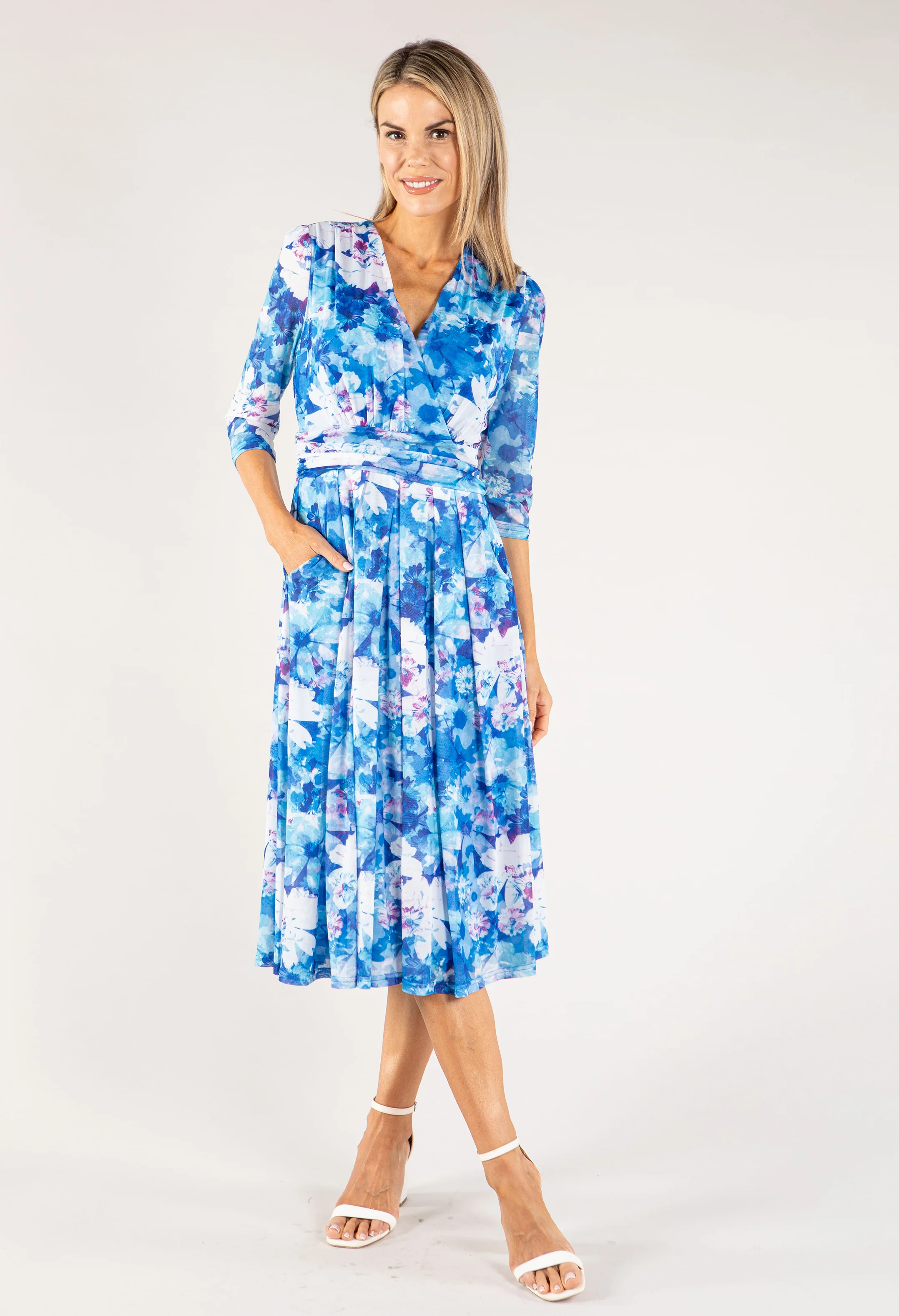 Floral Print Mesh Wrap Dress - Image 2
